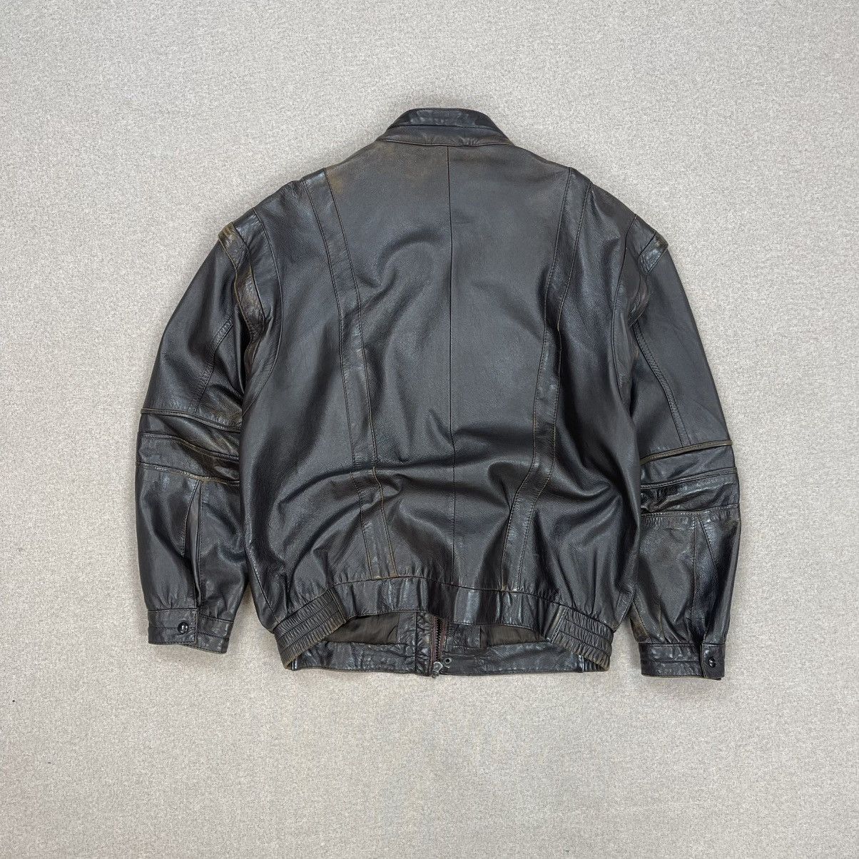 Leather × Vintage VINTAGE GENUINE LEATHER 2in1 BROWN BOMBER JACKET + VEST Size US L / EU 52-54 / 3 - 6 Thumbnail