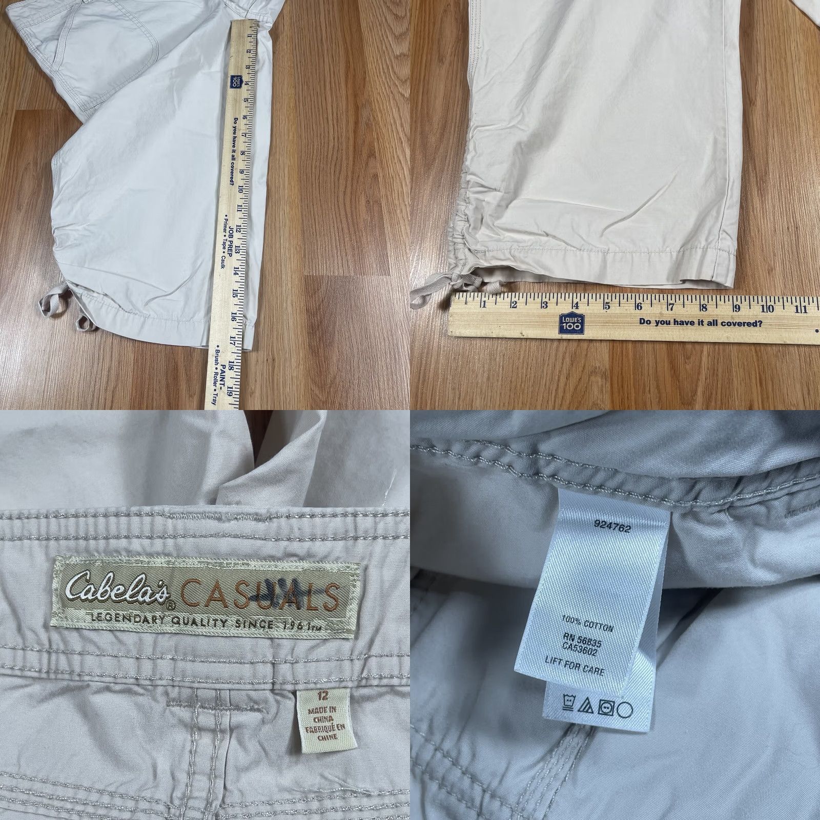 Vintage Cabela’s Casual Capri Womens Size 12 Chino Crop Pants Beige 100% Cotton (Regular) Mid Rise Belt Loops Inseam 17 in Cropped Leg Opening 9 in Size 34" / US 12 / IT 48 - 8 Thumbnail