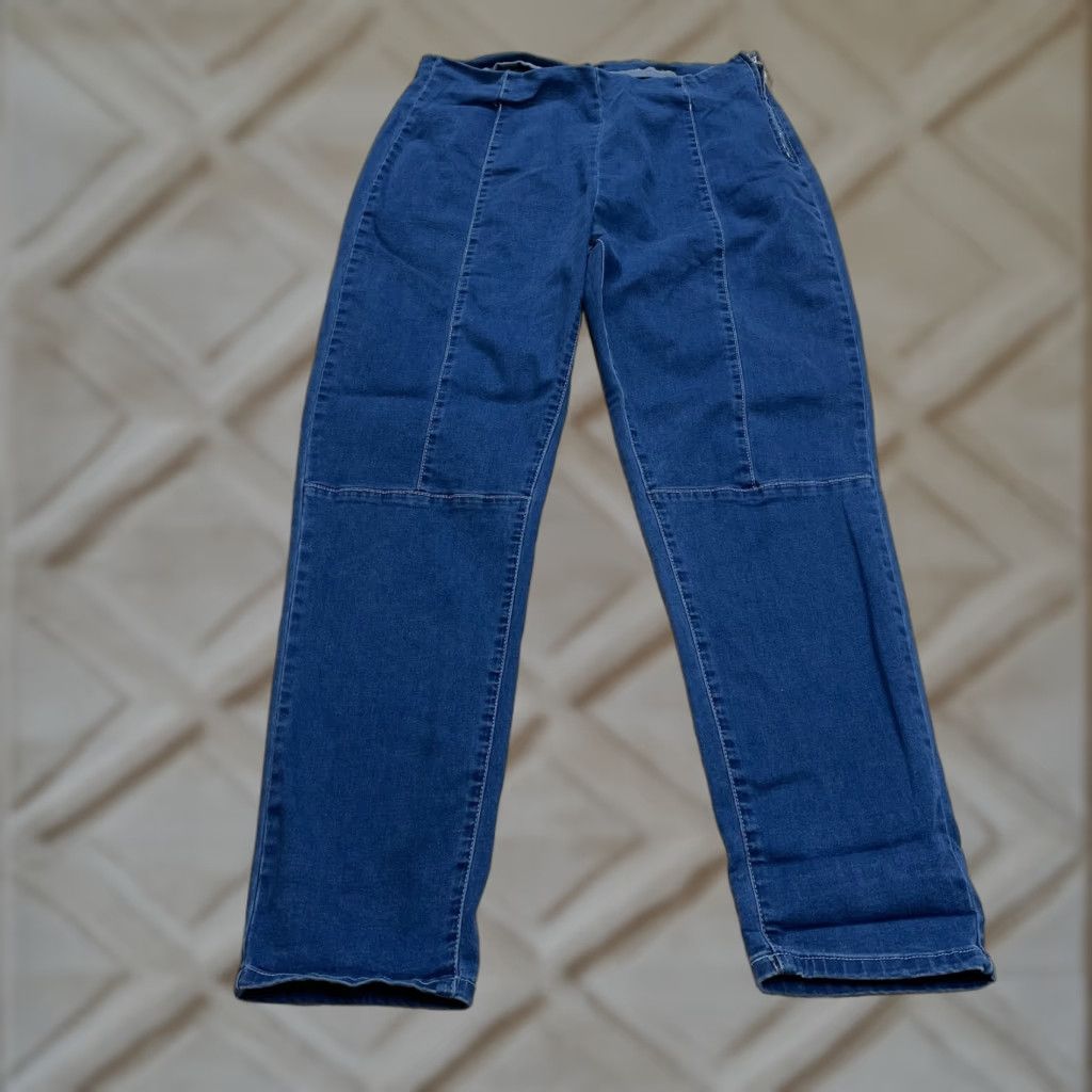Shein Shein Jeans Womens 2XL Curve High Rise Dark Wash Blue Denim Zip 32x28 Leg Size 40" / US 18 - 1 Thumbnail