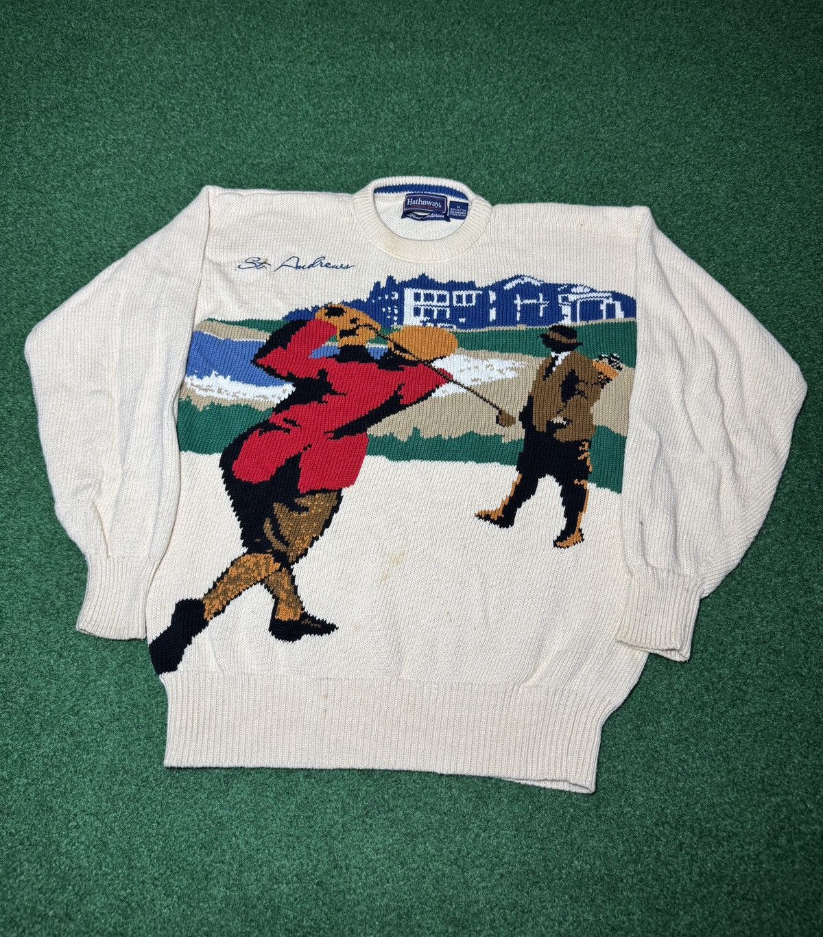 Hathaway Golf Vintage Hathaway Golf Sweater Medium Hand Intarsia 90's Knit Size US M / EU 48-50 / 2 - 1 Thumbnail