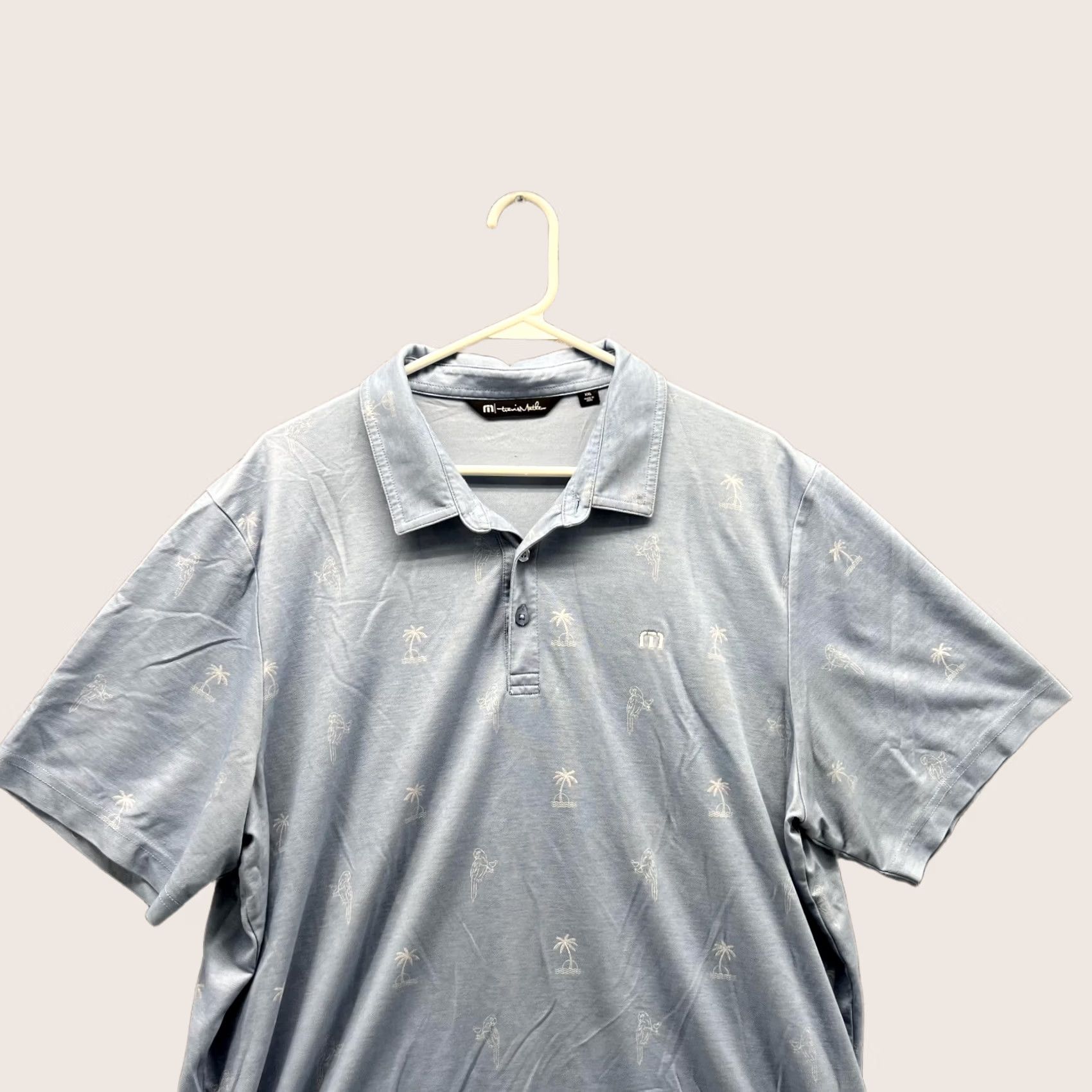 TravisMathew Travis Mathew Polo Shirt Men 2XL Blue Pima Cotton Palms Parrot Golf Preppy Shirt Short Sleeve Button Collar Casual/Activewear Mens 2XL Size US XXL / EU 58 / 5 - 1 Thumbnail