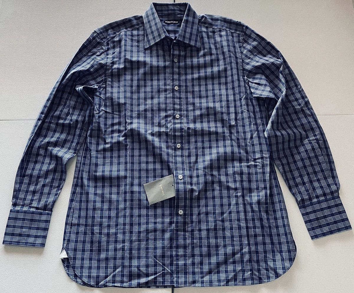 Tom Ford Tom Ford blue glen check shirt 16.5 42e NEW Size US L / EU 52-54 / 3 - 1 Thumbnail