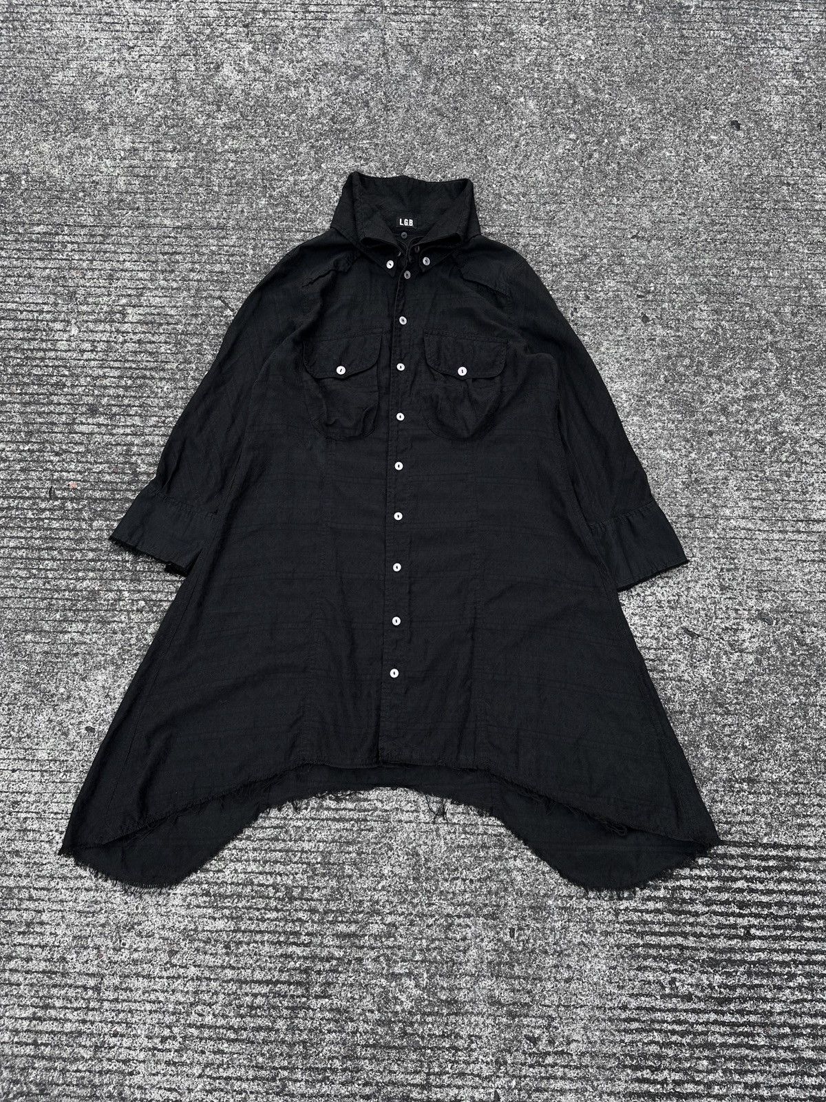 If Six Was Nine × Le Grande Bleu (L.G.B.) L.G.B. Black Distressed Long Shirt Size US S / EU 44-46 / 1 - 1 Thumbnail