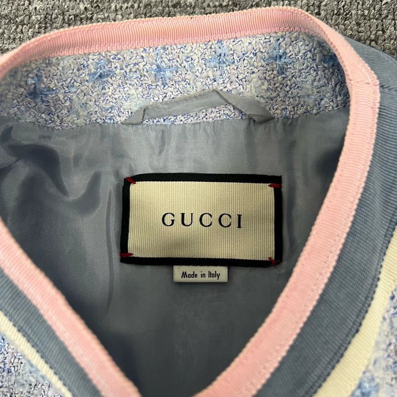 Gucci Gucci Blue and pink tweed gold buckle small fragrance jacke Size US XS / EU 42 / 0 - 6 Thumbnail