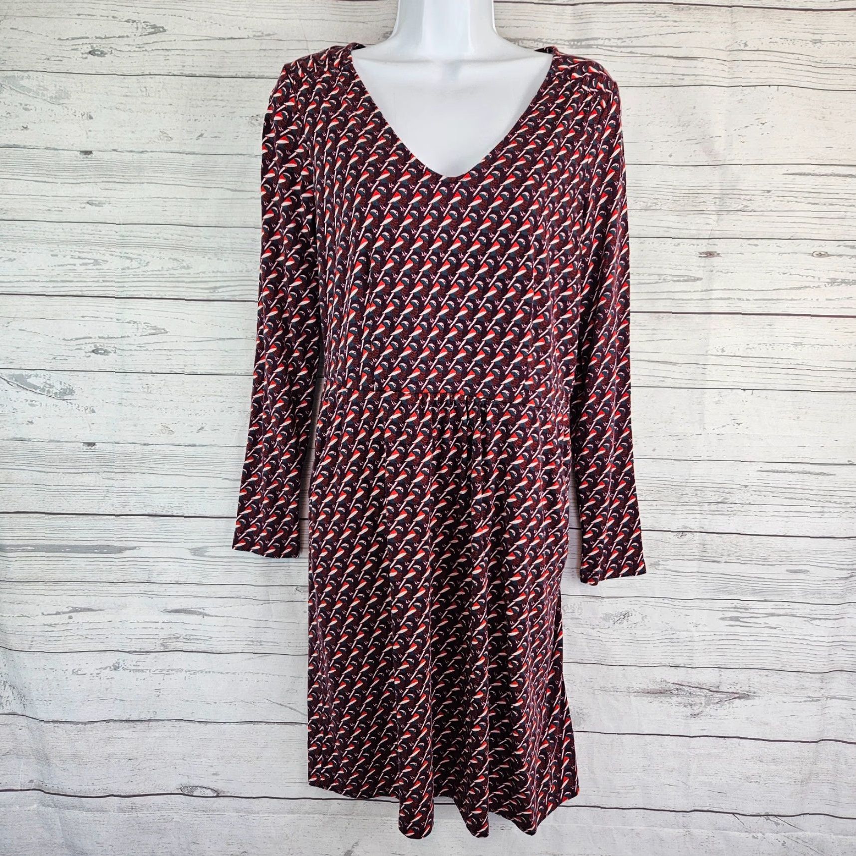 Boden Boden Romilly Jersey Dress Purple Bird Print Long Sleeve Size 10 Womens Knee Length V-Neck Pocket Size L / US 10 / IT 46 - 2 Thumbnail