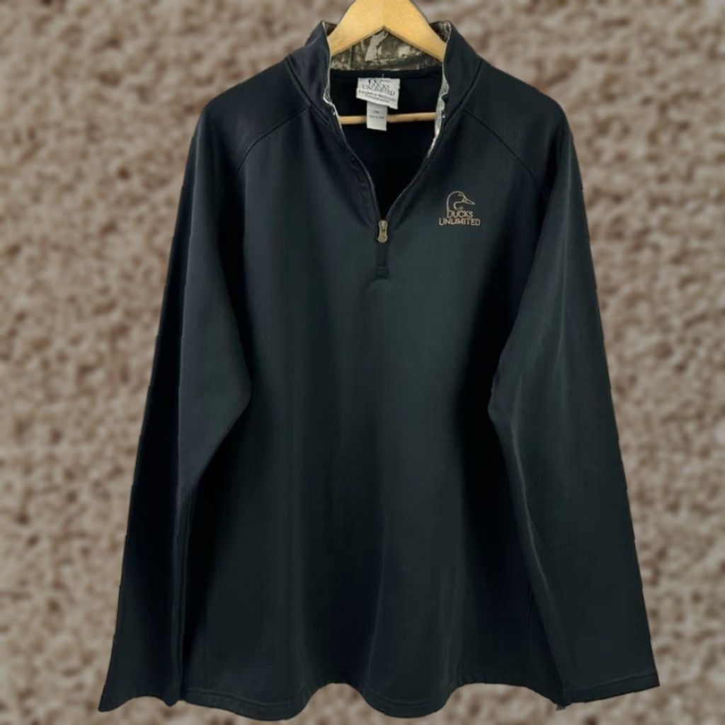 Vintage Ducks Unlimited Men’s 2XL Black 1/4 Zip Pullover 75th Anniversary 1936-2012 Size US XXL / EU 58 / 5 - 1 Thumbnail