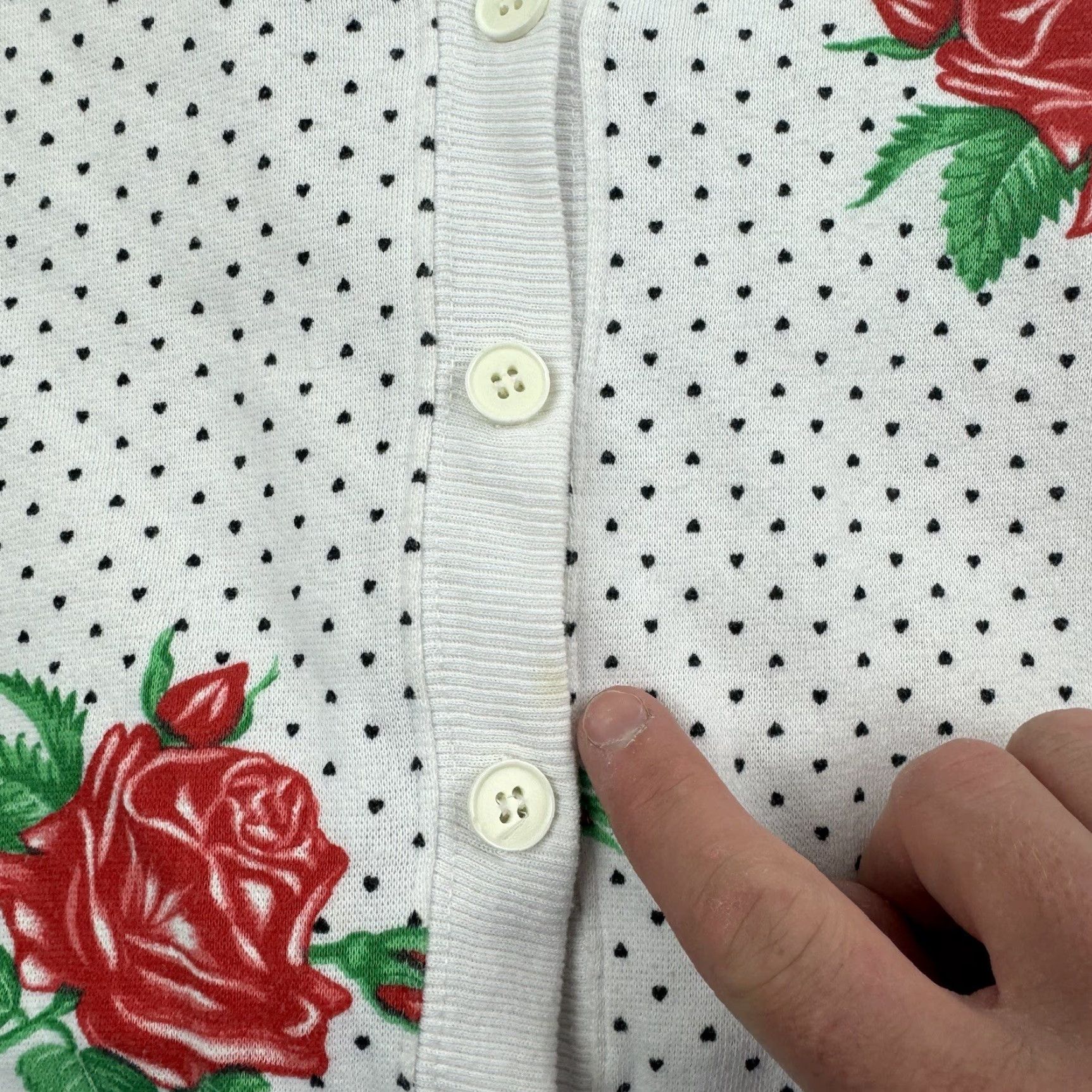 Vintage Vintage Yes Vintage Rose Cardigan Sweatshirt Women Small White Floral Button Up 80s Size S / US 4 / IT 40 - 4 Thumbnail