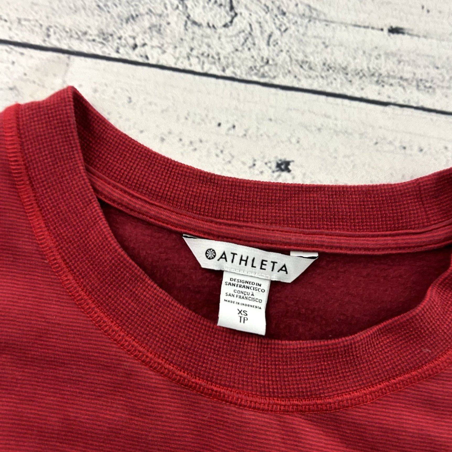 Athleta Athleta Sweatshirt Women's XS Red Striped Pullover Coaster Luxe | Activewear Size XS / US 0-2 / IT 36-38 - 2 Thumbnail