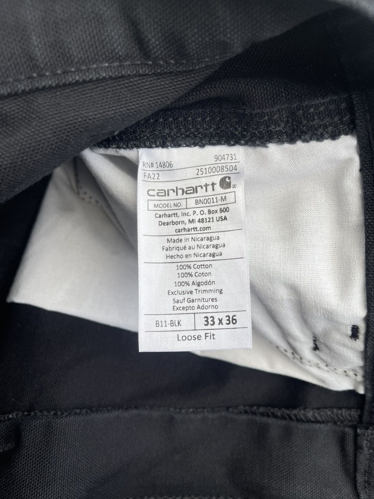 Carhartt Carhartt Carphenter Pants B11 BLK Size US 33 - 4 Thumbnail