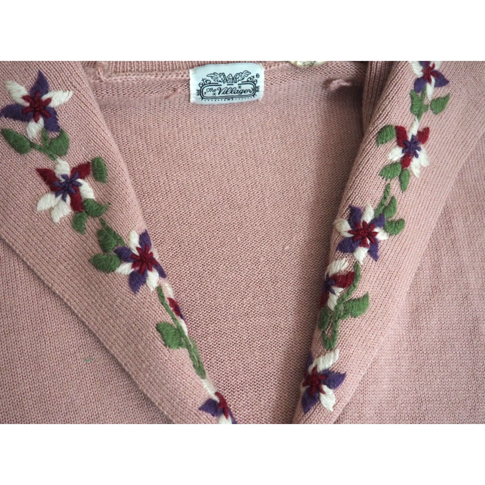 Vintage Vtg Villagers Wool Blend Mauve Pink Grandma Floral Button Sweater L Size L / US 10 / IT 46 - 4 Thumbnail