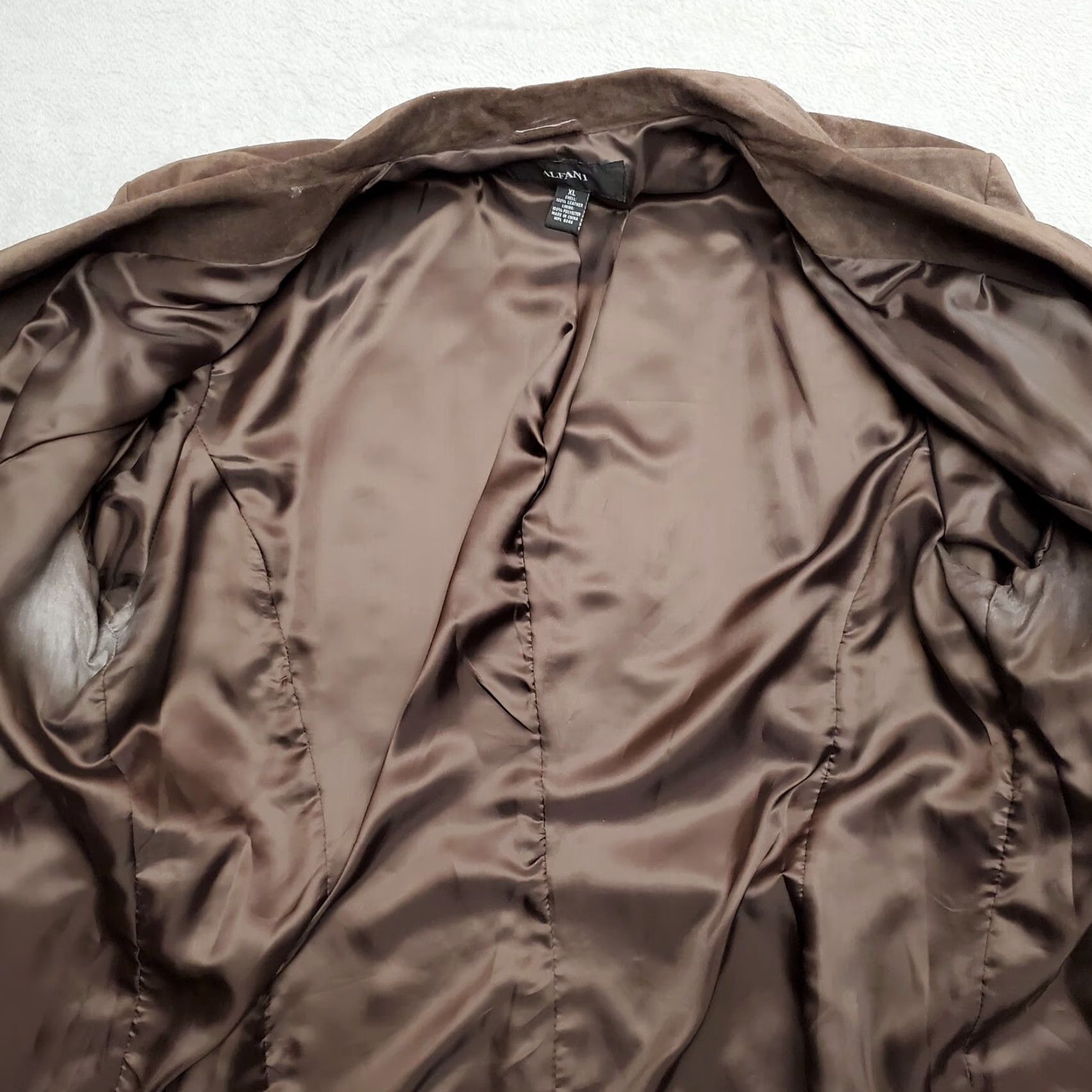 Alfani Alfani Blazer Womens XL Brown Leather Casual Professional Lined Jacket Size XL / US 12-14 / IT 48-50 - 3 Thumbnail