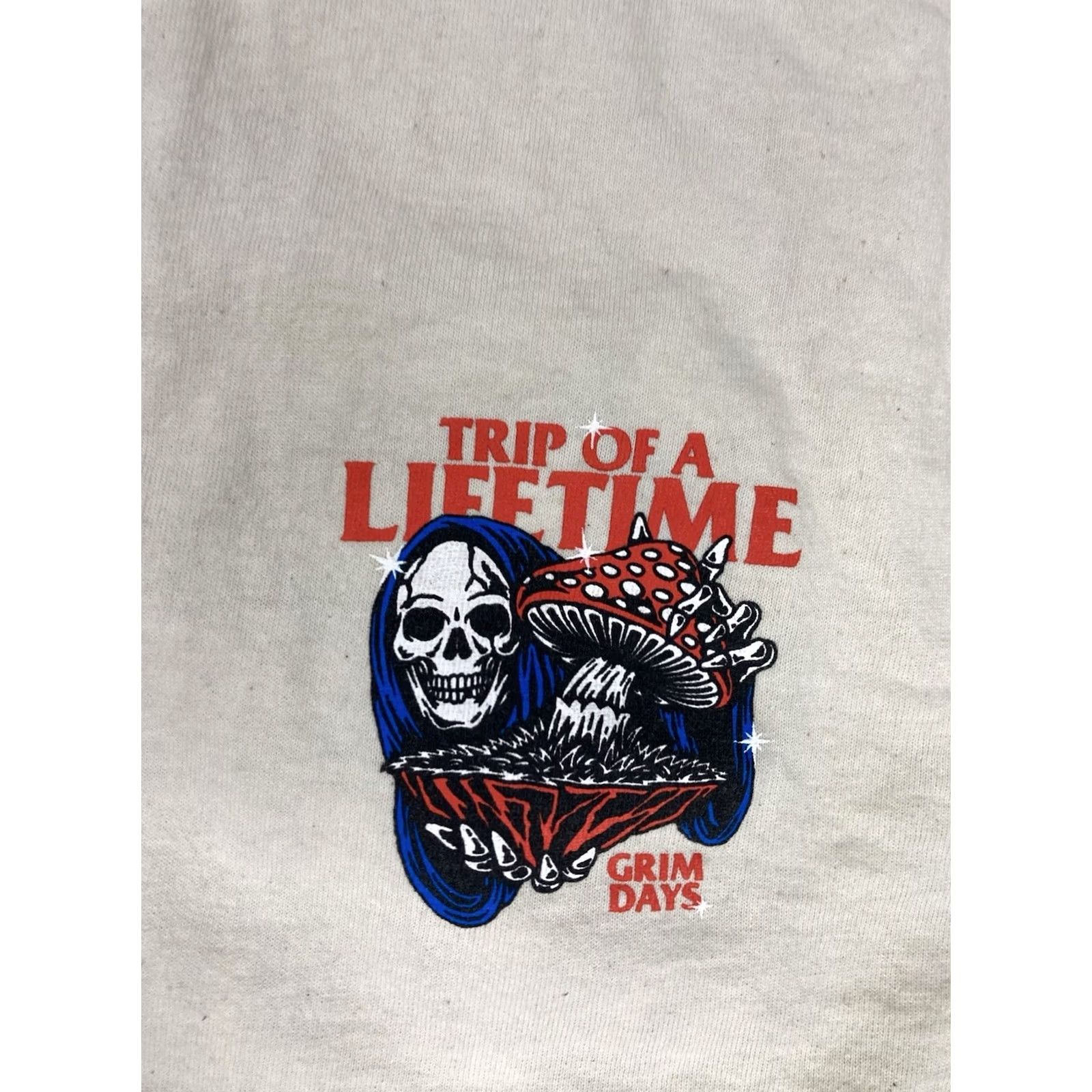Vintage GRIM DAYS Grim Reaper Graphic T-shirt Men Large Shirt Short Sleeve Crew Neck Ivory Cotton Logo All Seasons 100% Authentic T-Shirt Mens L Size US L / EU 52-54 / 3 - 4 Thumbnail