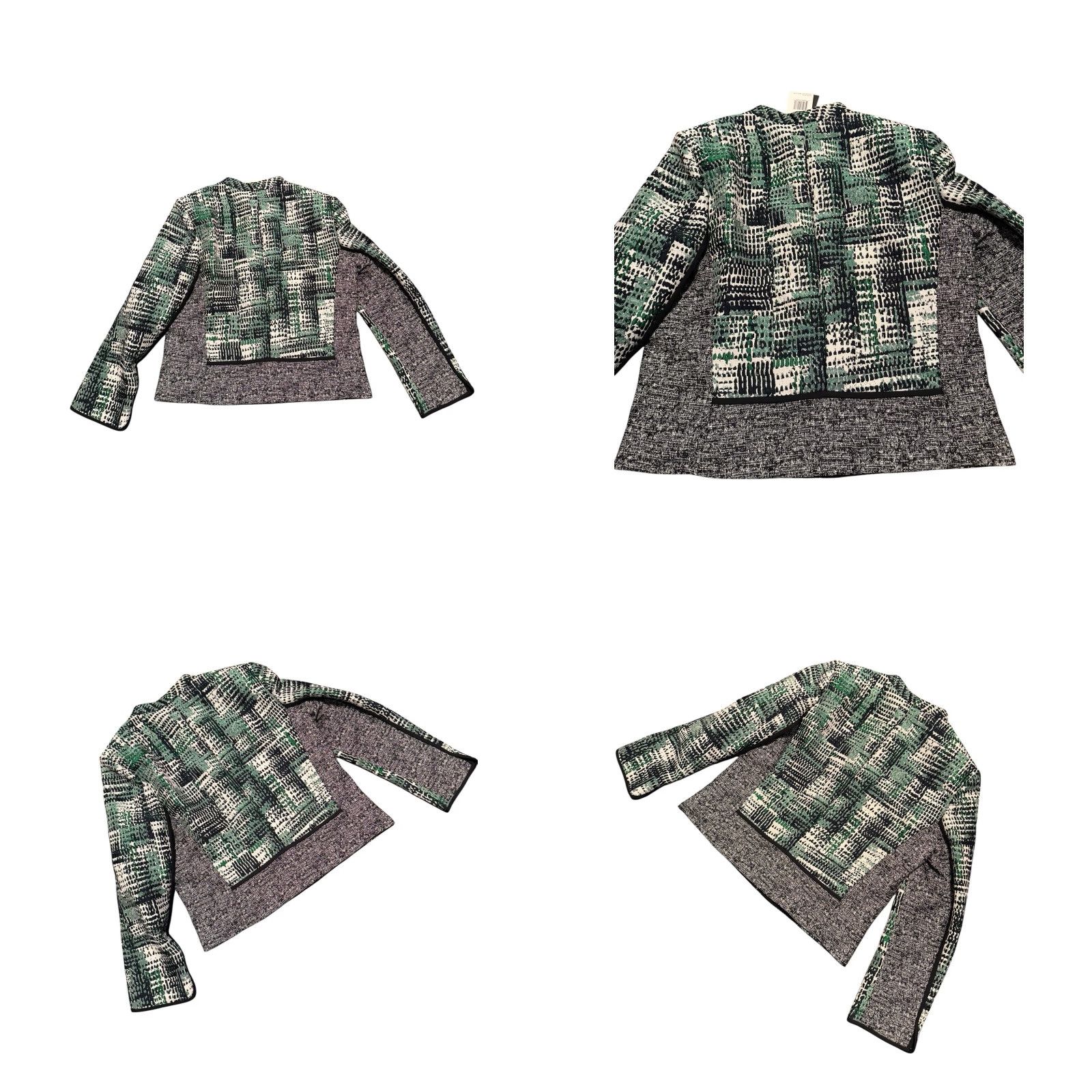 Vintage VINTAGE Lafayette 148 Green Geometric Tweed PatternEvening Jacket Women's Full Zip Sz 10 NWT Size L / US 10 / IT 46 - 9 Thumbnail
