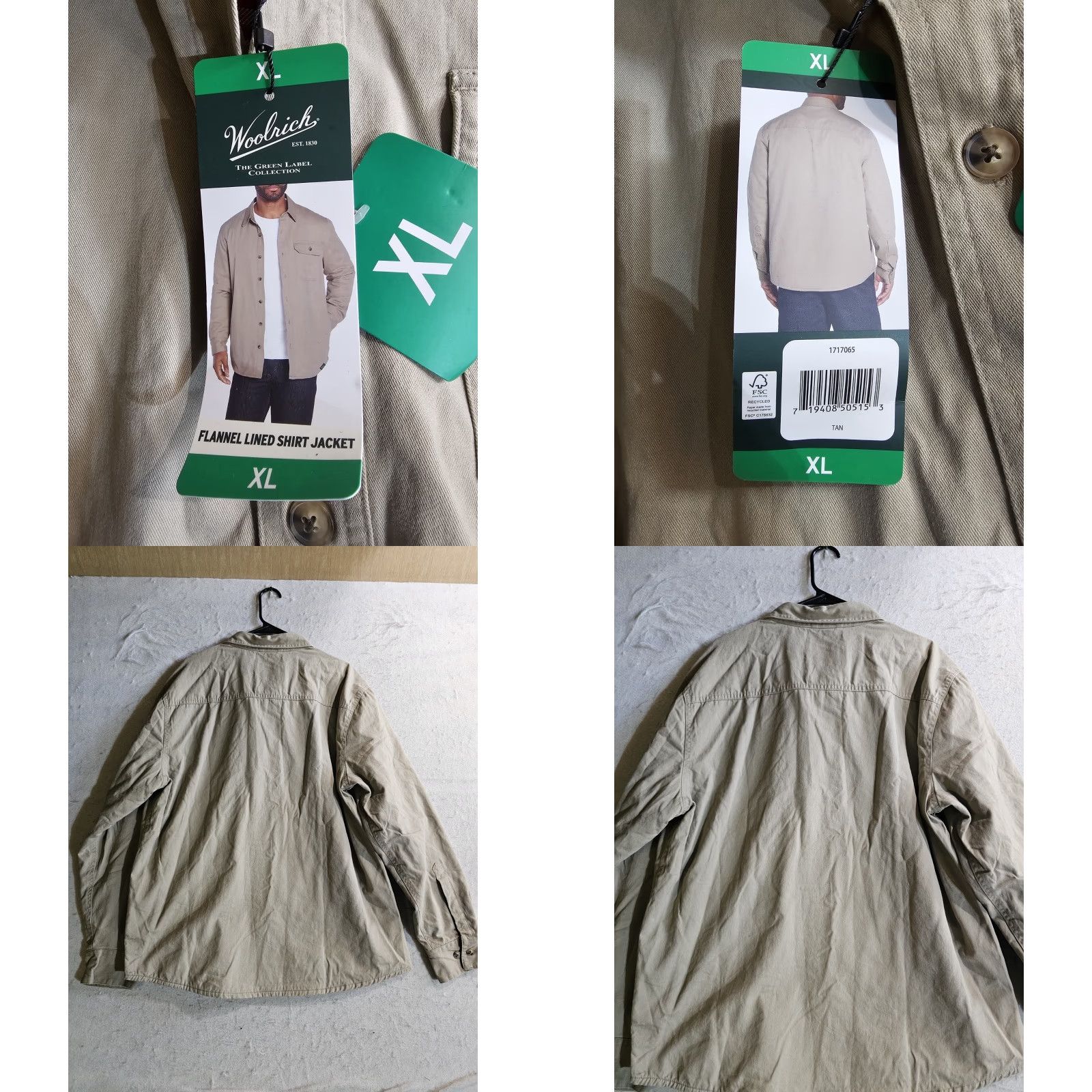 Vintage Woolrich Shirt Jacket NWTs Classic Flannel Lined Button-Up Mens Sz X-LARGE Khaki Size US XL / EU 56 / 4 - 8 Thumbnail