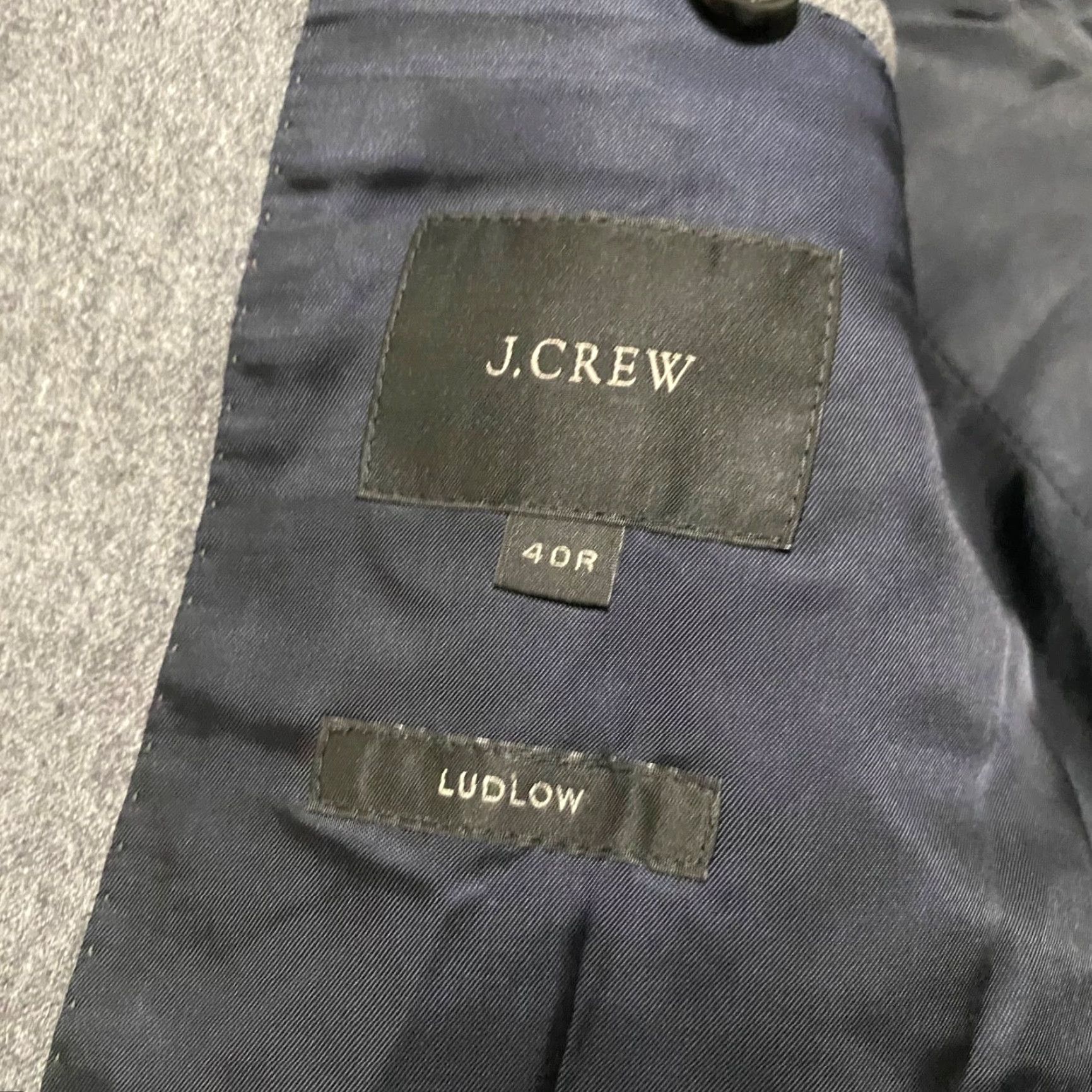 J.Crew J.CREW Blazer Mens 2 Button Wool Gray Ludlow 40R 100% Wool Solid Notch Lapel Double-Vented 2 Piece Regular Fit Casual Business Vintage No N/A Size 40R - 3 Thumbnail