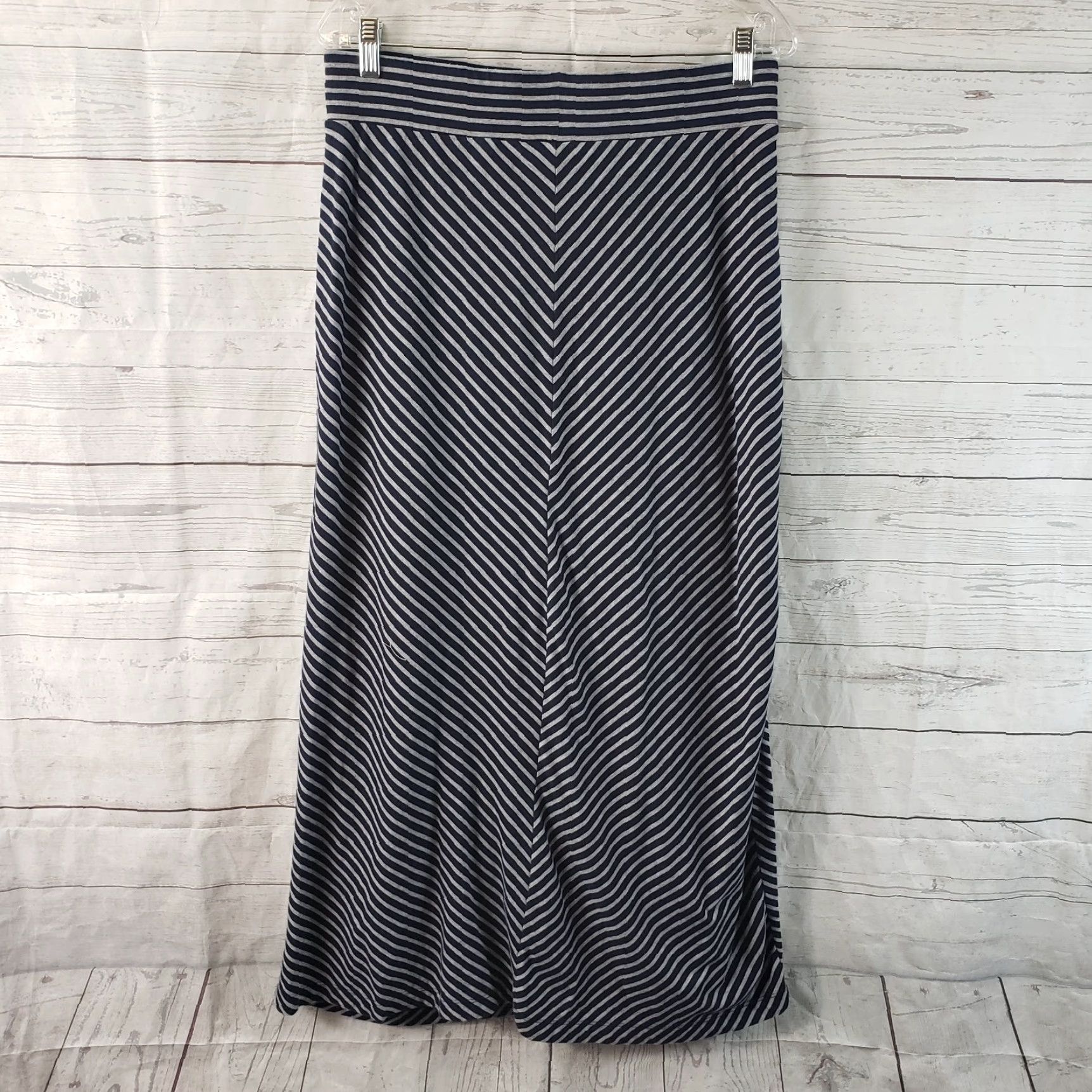 Eddie Bauer Eddie Bauer Womens Maxi Skirt M Gray Stripe Cotton Blend Skirt Long Casual Womens Size 32" / US 10 / IT 46 - 3 Thumbnail