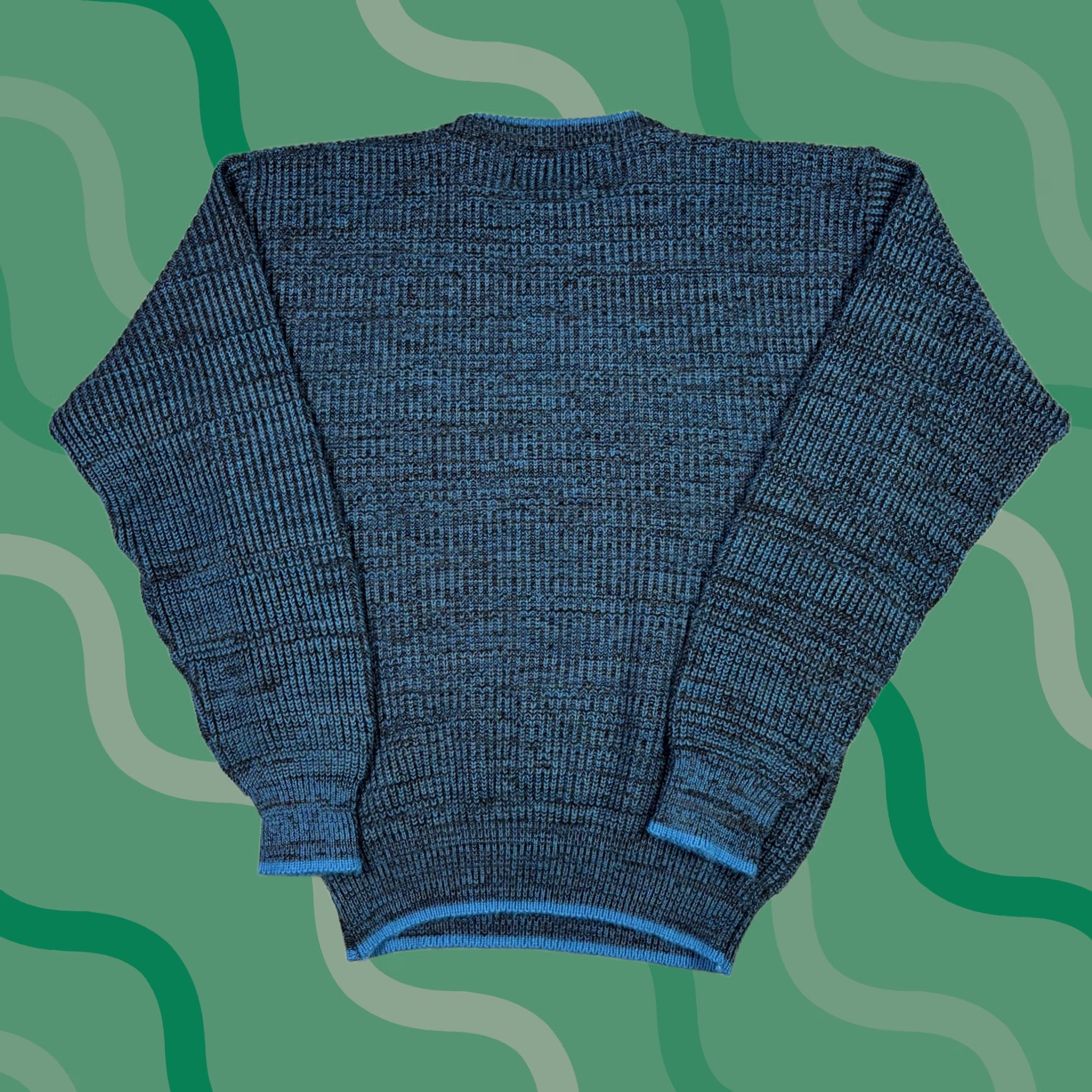 Vintage VINTAGE Saugatuck Pullover Knit Sweater Acrylic Mens XL Blue Black Crew Neck Knit Pattern Solid 80s 90s Size US XL / EU 56 / 4 - 1 Thumbnail