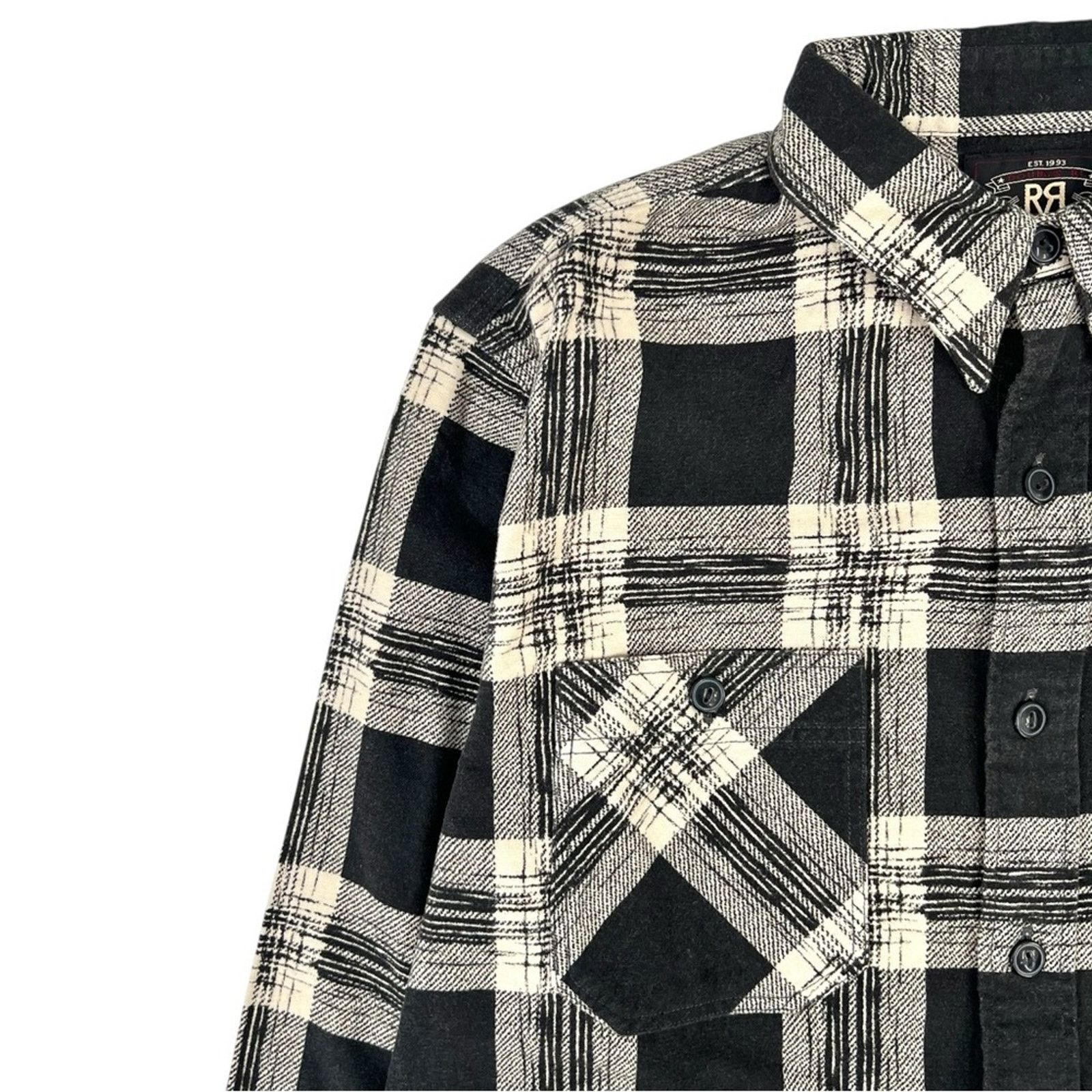 RRL Ralph Lauren Wallace Plaid Workshirt Flannel in Black & Cream Size US M / EU 48-50 / 2 - 3 Thumbnail