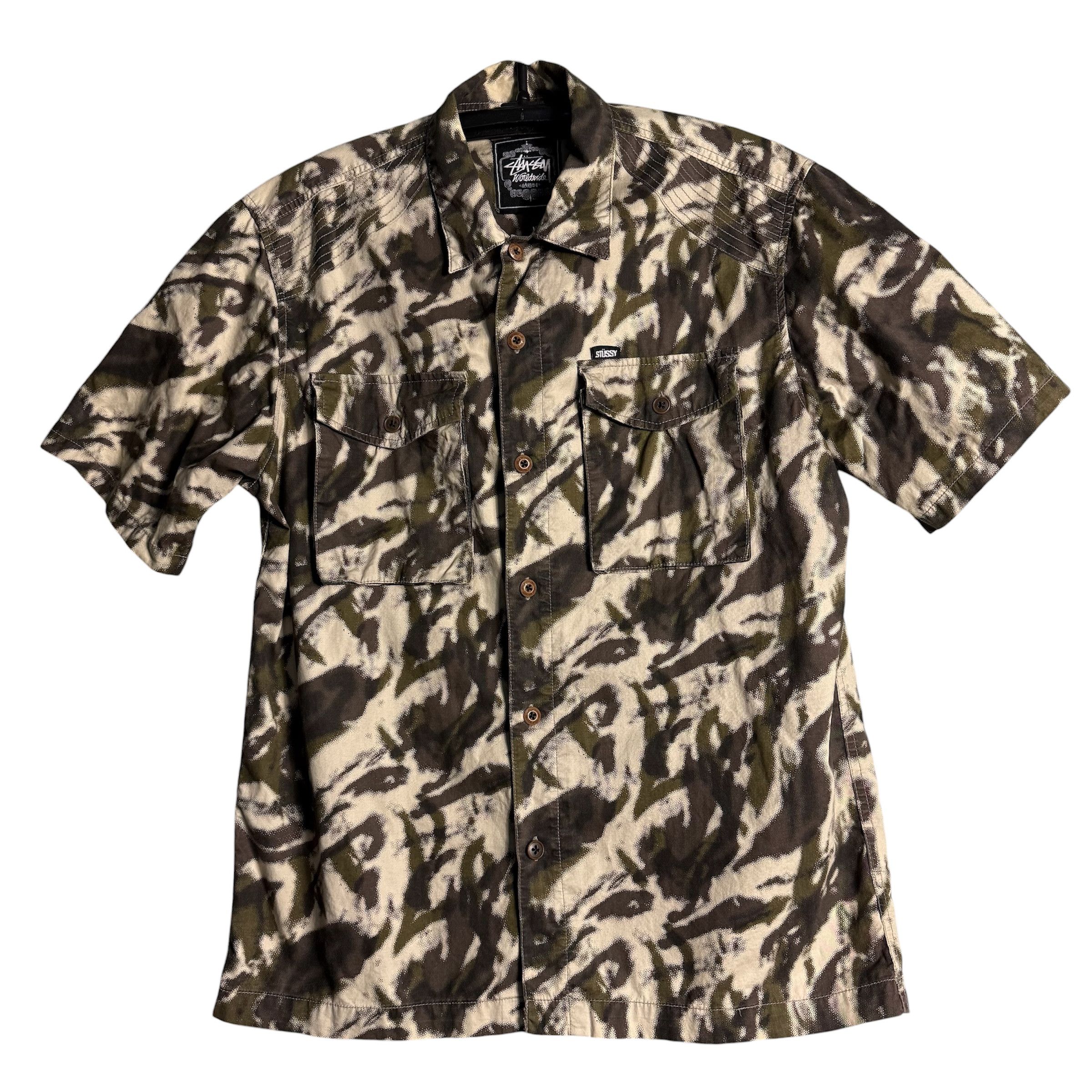 Stussy 🔥RARE🔥Vintage Stussy Camouflage S/Sleeve Button Up Shirt Size US L / EU 52-54 / 3 - 1 Thumbnail