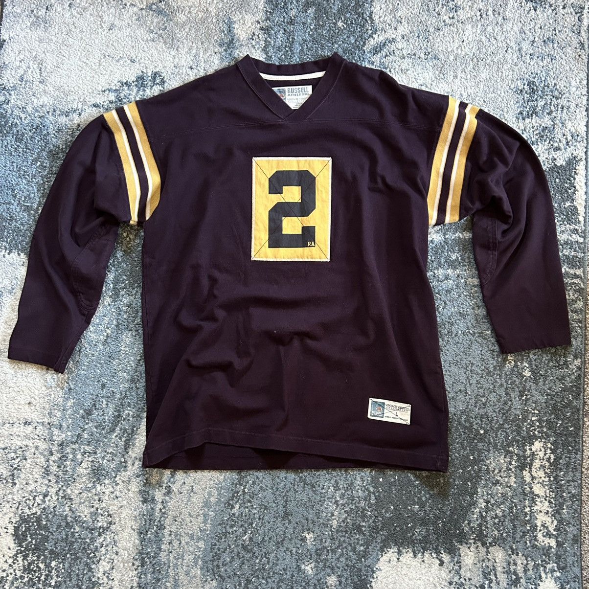 Russell Athletic SLUBBY MiDDLEWEiGHT RUGBY TOP DEEP MAROON OLD GOLD U of M Size US L / EU 52-54 / 3 - 11 Thumbnail