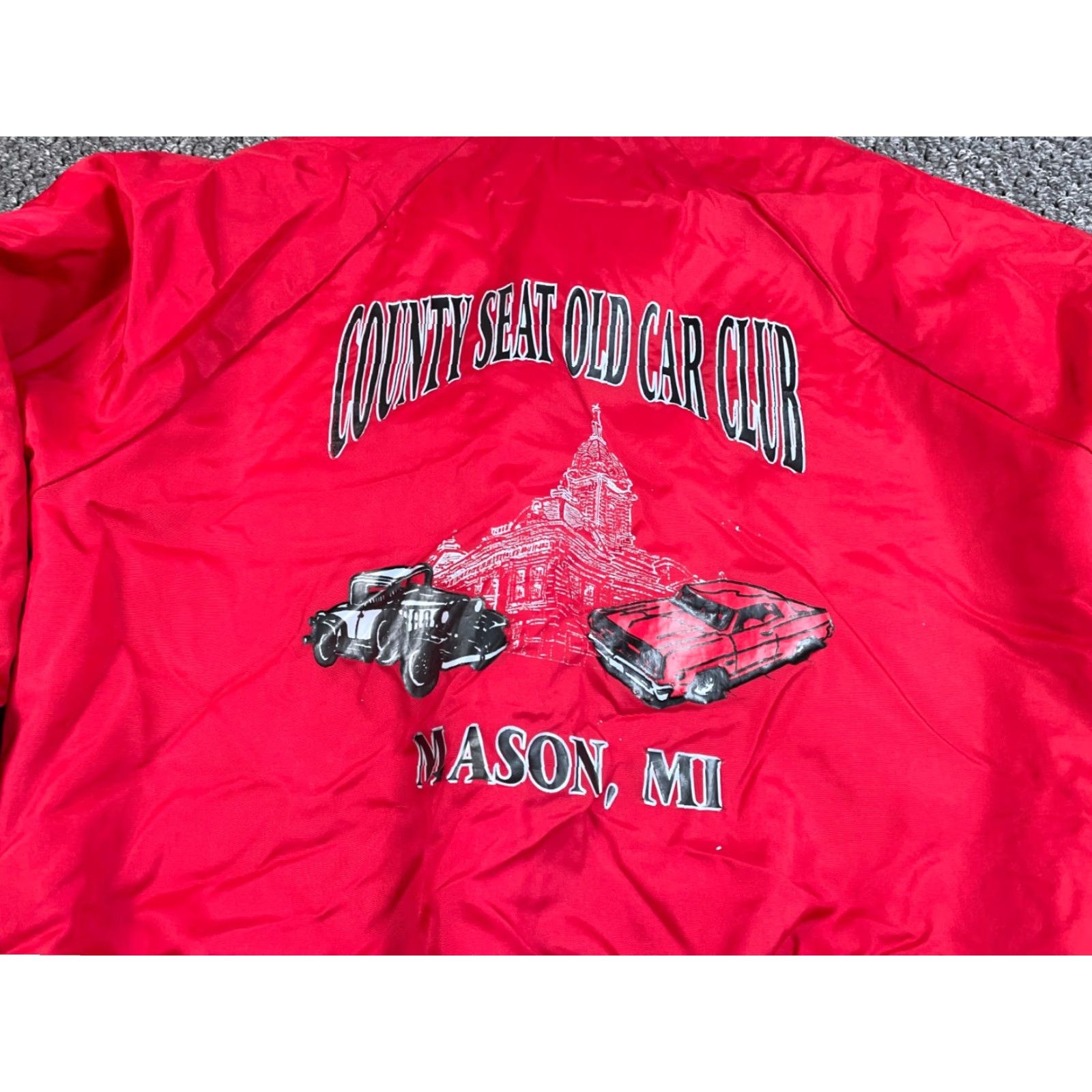 Vintage VINTAGE Mason Michigan County Seat Old Car Club Bomber Jacket Adult Large Red Satin 80s Retro Mens Size US L / EU 52-54 / 3 - 4 Thumbnail