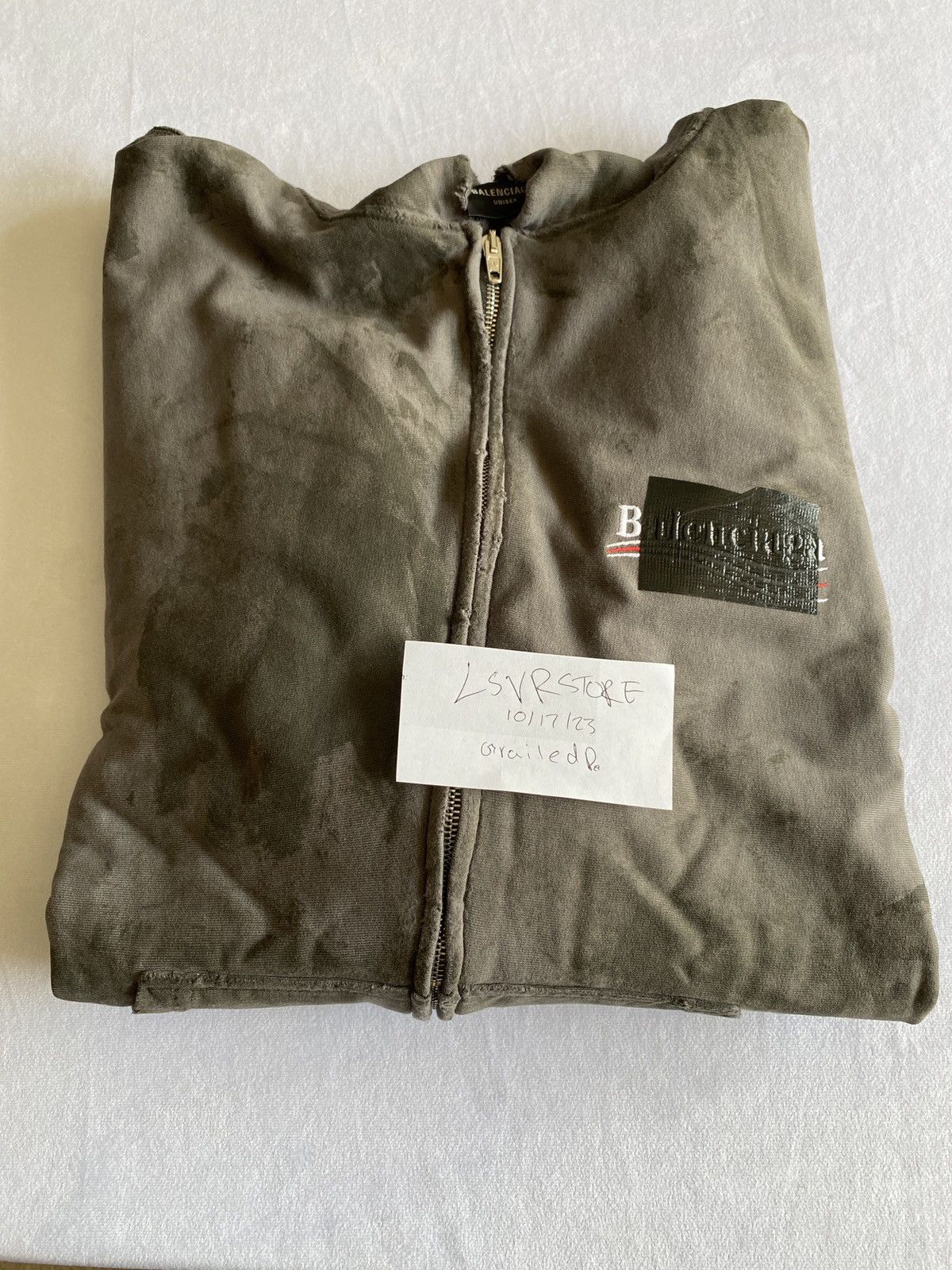 Balenciaga BALENCIAGA Destroyed Mud Gaffer Zip Hoodie Grey Medium Size US M / EU 48-50 / 2 - 23 Thumbnail