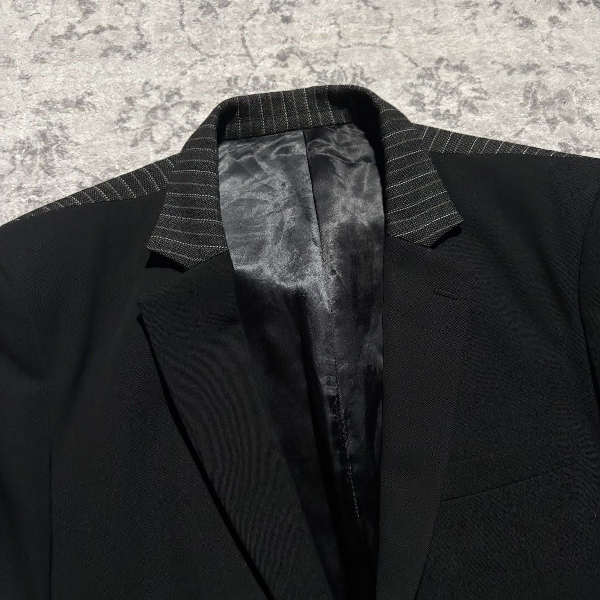 Number (N)ine Number (N)ine AW03 Paneled Pinstripe Blazer Jacket | Size 5 Size 50R - 2 Thumbnail