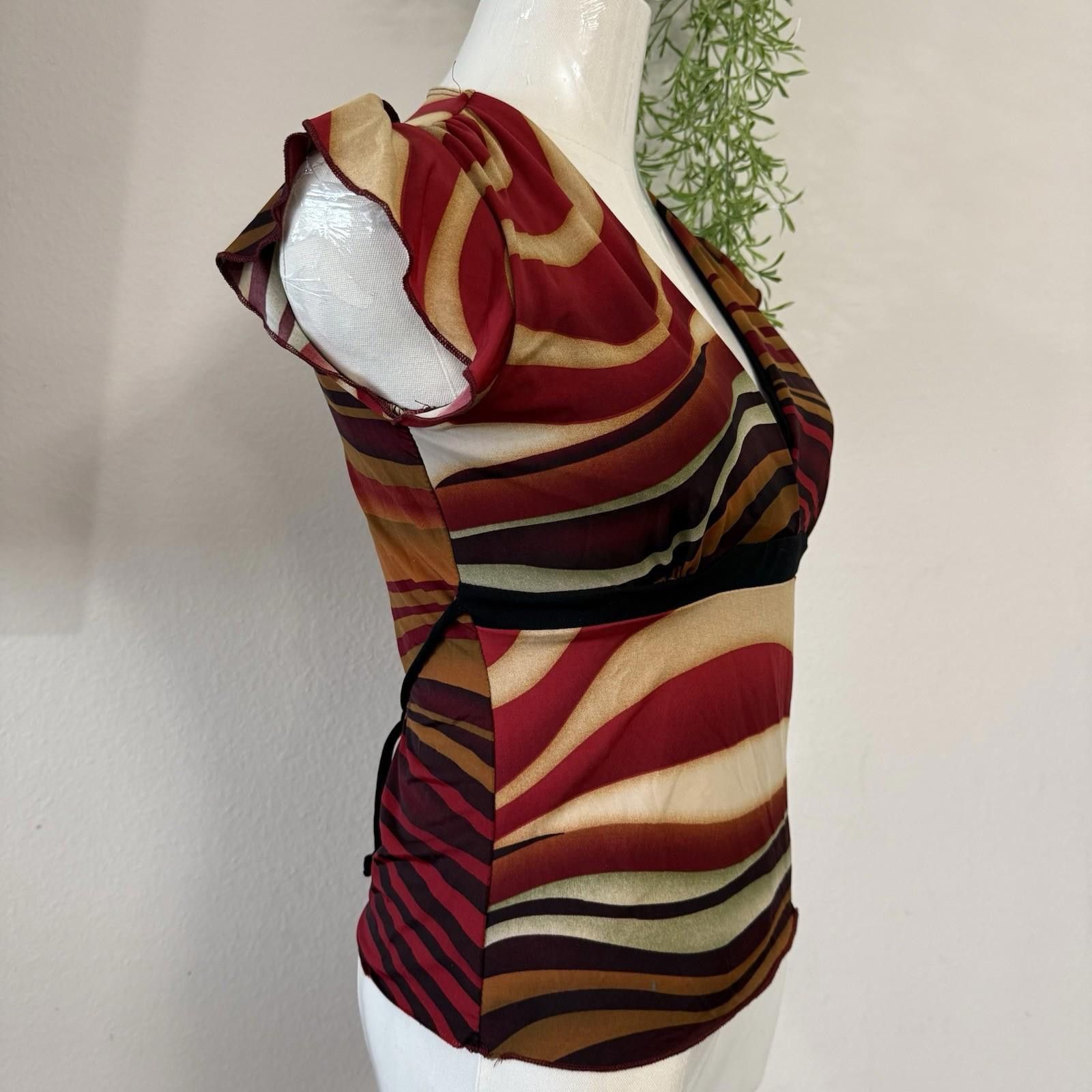 Other Rave Tiger Eye Y2k Blouse Size XS / US 0-2 / IT 36-38 - 3 Thumbnail