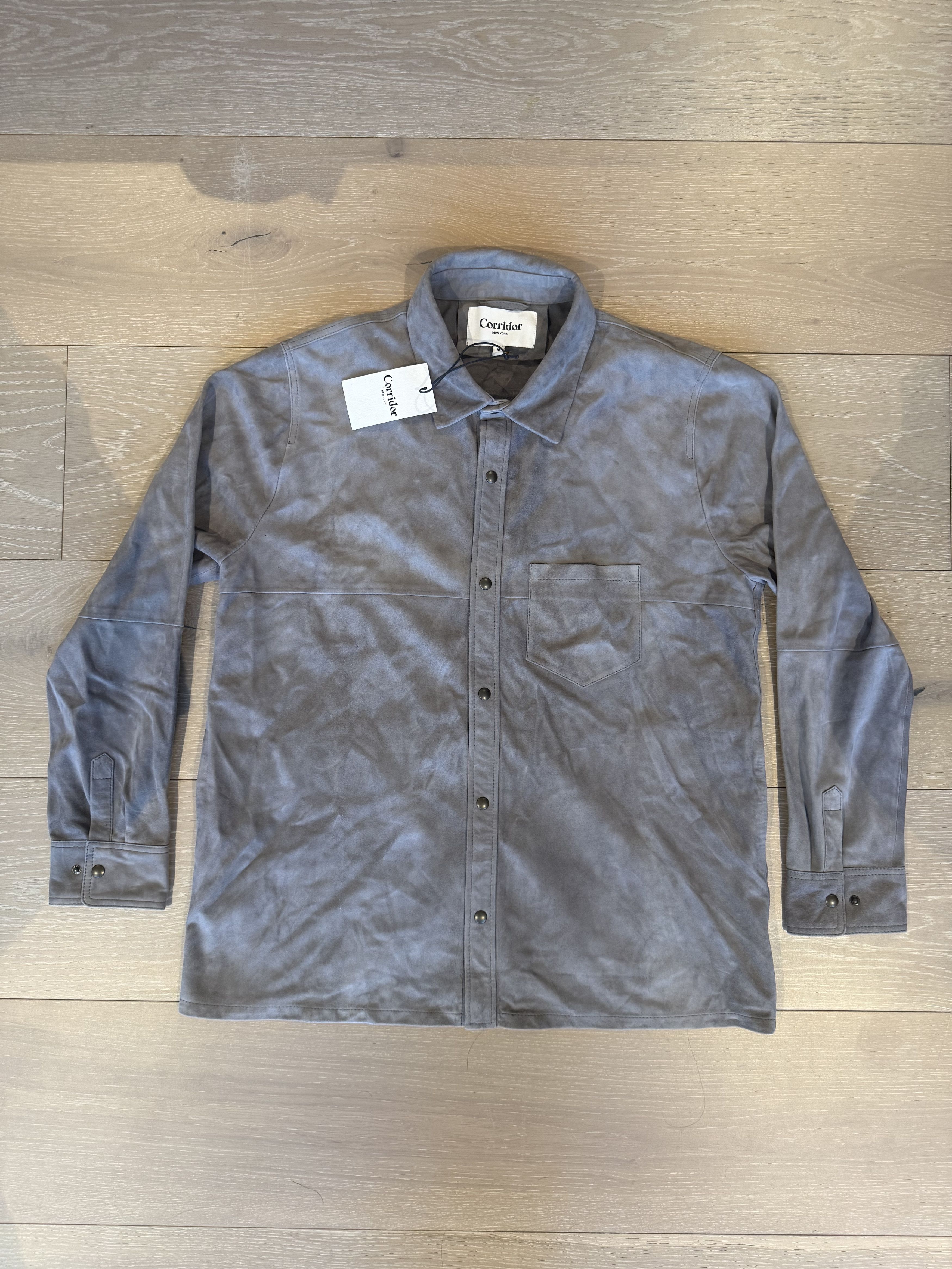 Corridor 💚 Corridor NYC Goat Suede Snap Shirt Grey Medium NEW Size US M / EU 48-50 / 2 - 4 Thumbnail