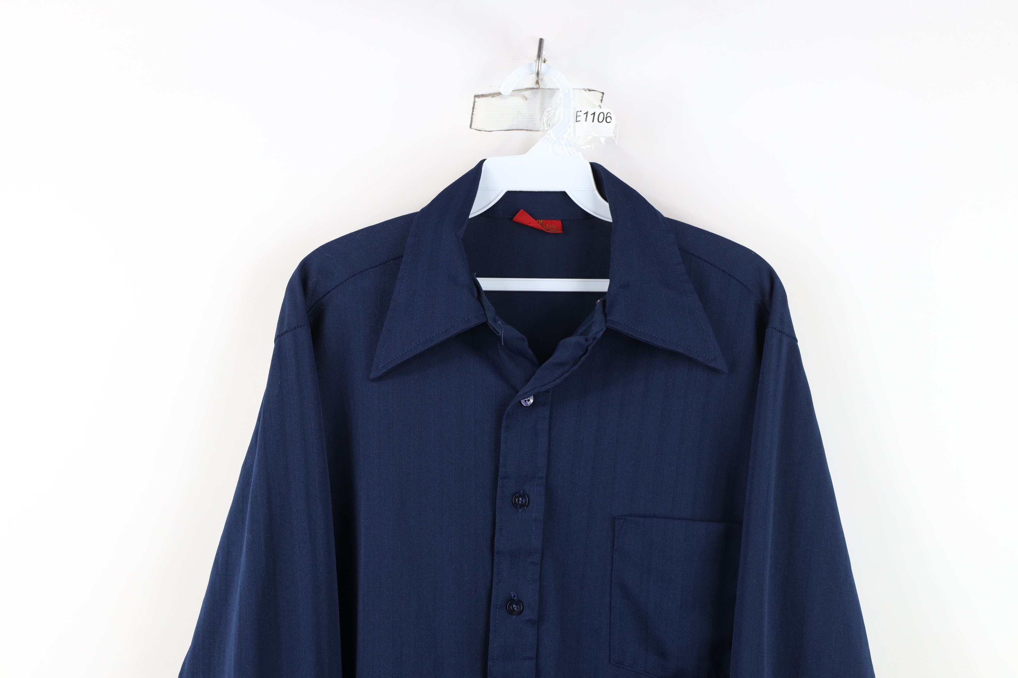 Vintage Vintage 70s Streetwear Knit Collared Button Shirt Navy Blue Size US M / EU 48-50 / 2 - 2 Thumbnail