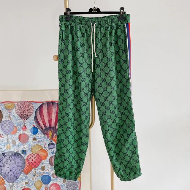 Gucci Gucci Green Monogram Print Sweatpants- DMC Size US 31 - 1 Thumbnail