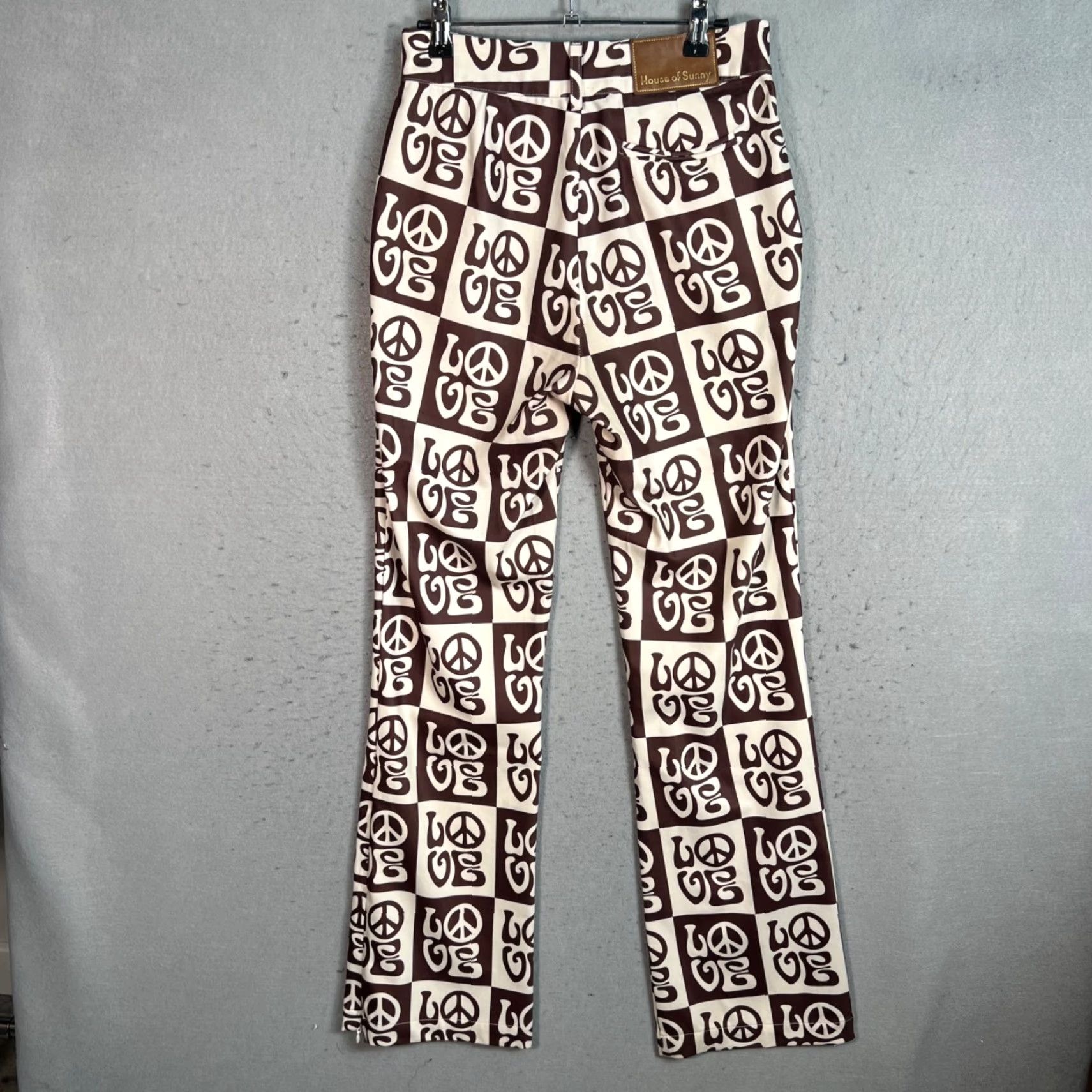 House of Sunny House Of Sunny Pants Womens Size 4 Brown & White Checkered Flared Ankle Inseam 31 in High Rise Vintage No (Adult) Womens Size 27" / US 4 / IT 40 - 2 Thumbnail