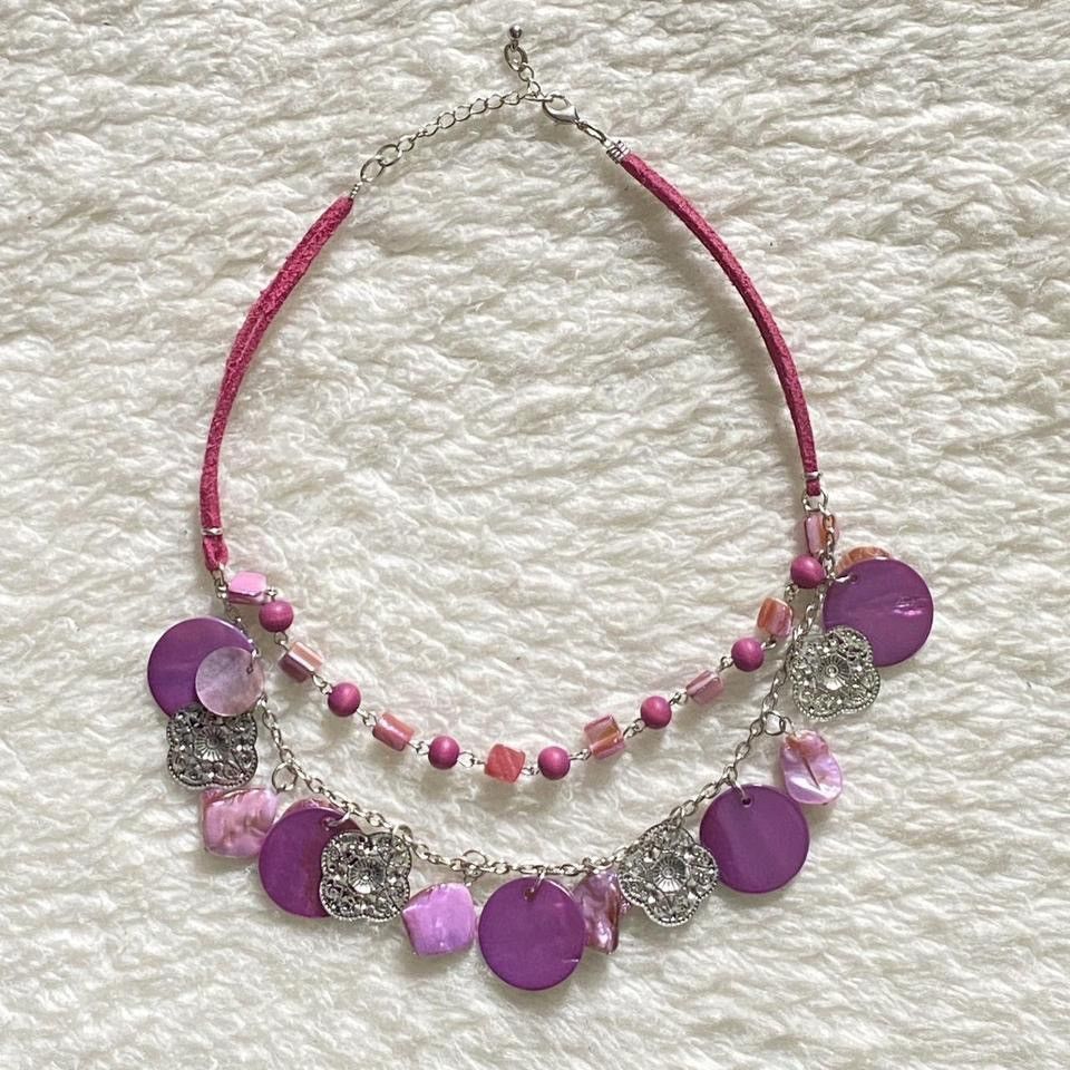 Other Purple Layered Necklace with Silver & Natural Charms Size ONE SIZE - 2 Thumbnail