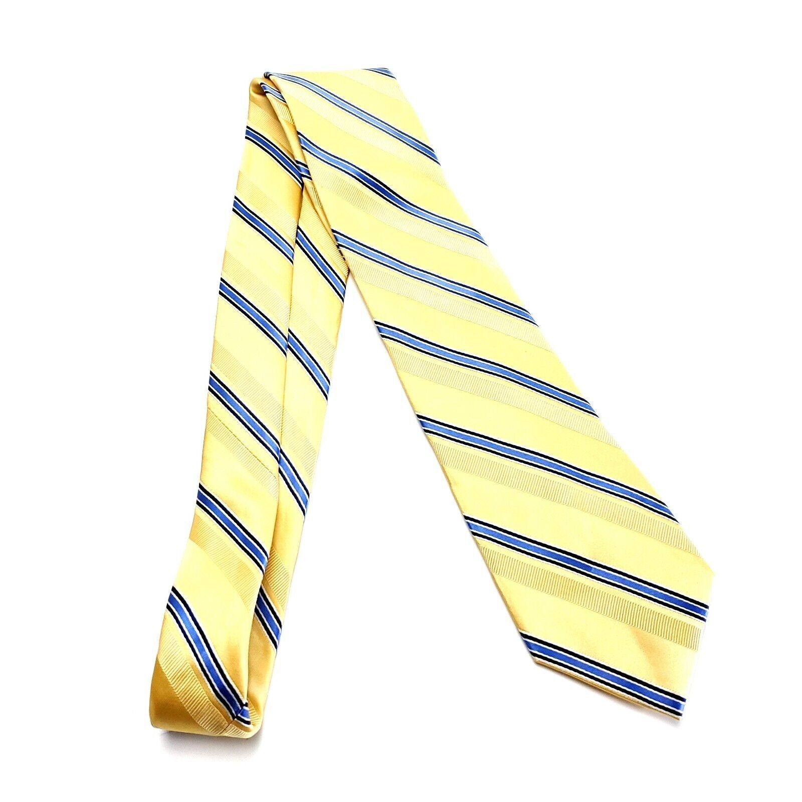 Croft & Barrow Croft Barrow Silk Tie Woven Yellow Blue Striped Size ONE SIZE - 6 Thumbnail