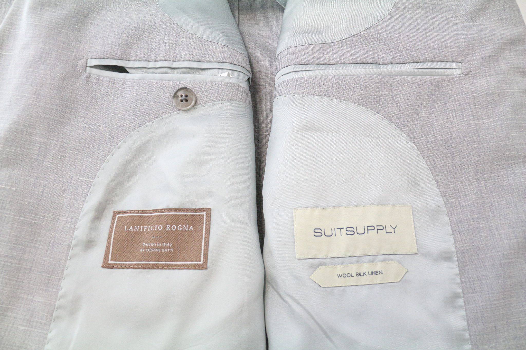 Suitsupply HAVANA JETTED UK46R Grey Wool Silk Linen Suit 75297 Size 46R - 6 Thumbnail