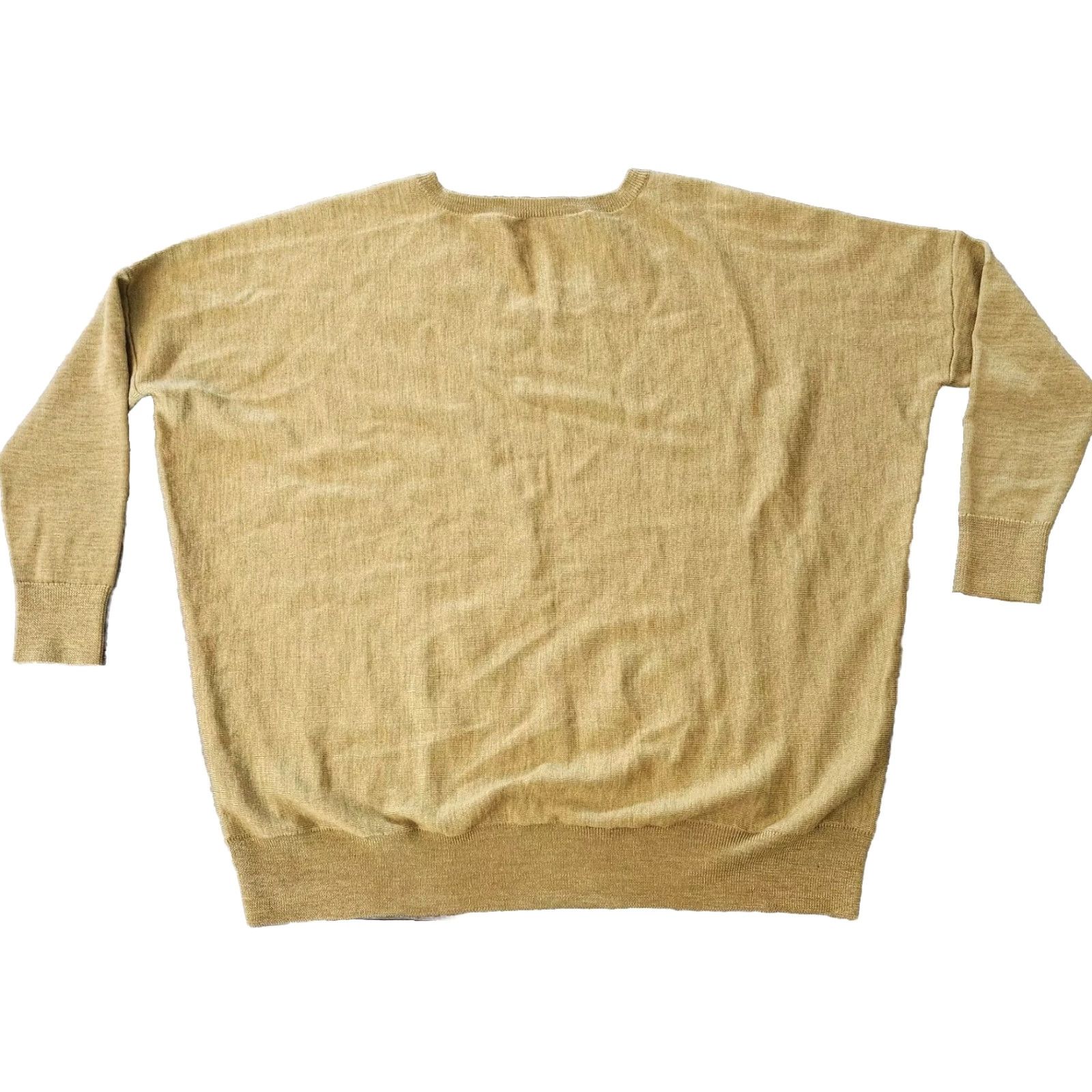 Eileen Fisher Eileen Fisher Women's Knit Sweater V-Neck 3/4 Sleeve Olive Italian Yarn Cotton Nylon Lightweight All Seasons Regular M Womens Size M / US 6-8 / IT 42-44 - 4 Thumbnail