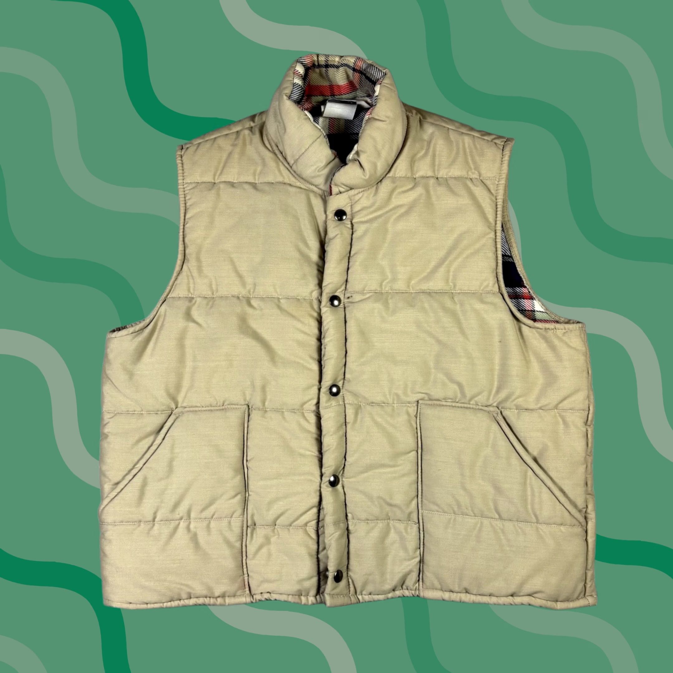Vintage VINTAGE 70s Big Yank Down Button Snap Down Puffer Vest Mens M Size Brown Plaid Cotton Shell Lining Cotton Old School Size US M / EU 48-50 / 2 - 1 Thumbnail