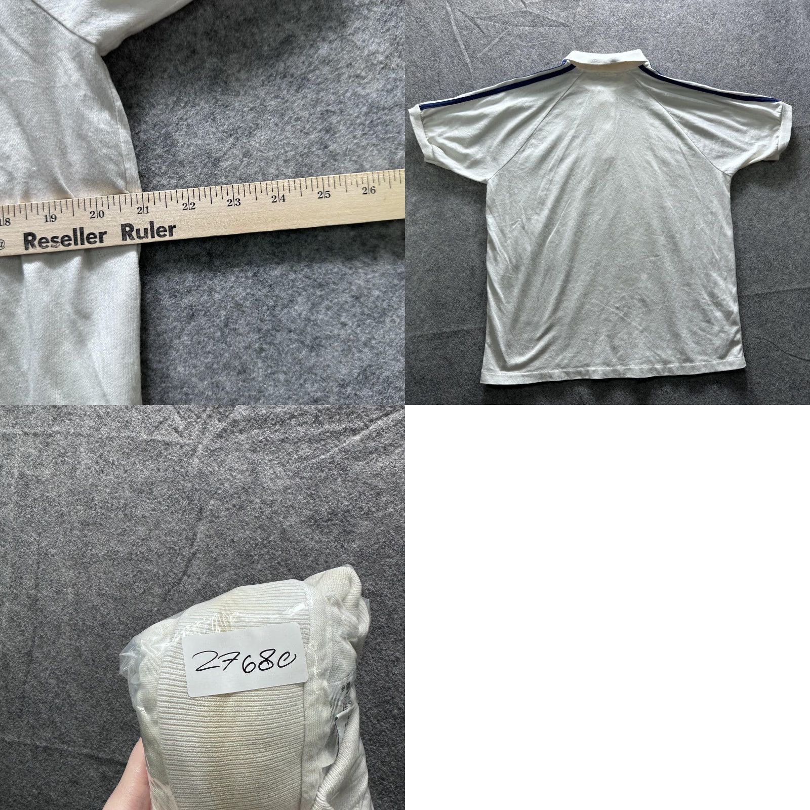 Vintage Vintage Print-Ons Polo Shirt Mens Large White Unitek Striped Sleeve 80s 90s Size US L / EU 52-54 / 3 - 8 Thumbnail