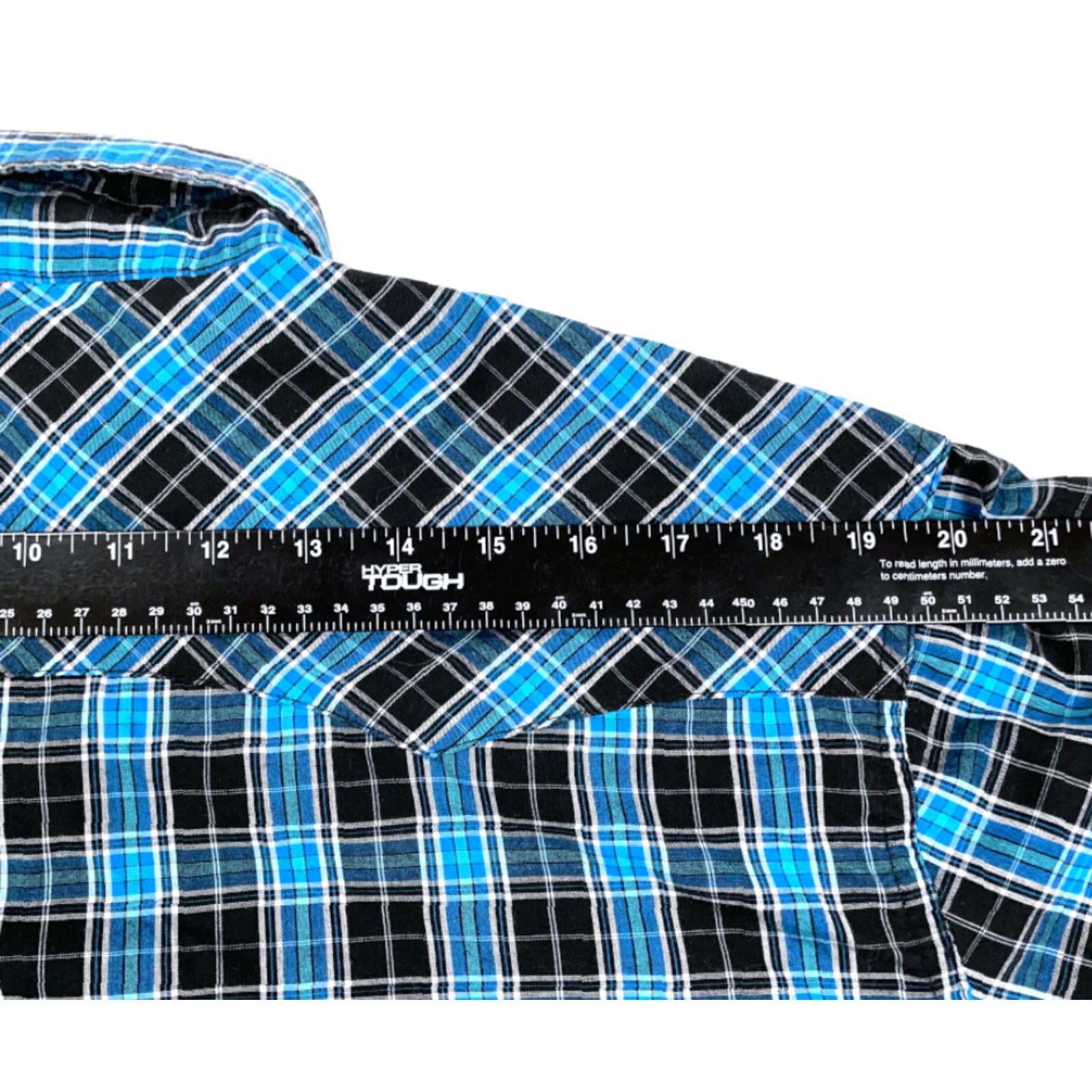 Wrangler VINTAGE Wrangler Wrancher Blue Black Plaid Western Shirt Men 2XL Pearl Snap Button Casual Workwear Cotton Blend Pockets Long Sleeve Size US XXL / EU 58 / 5 - 7 Thumbnail