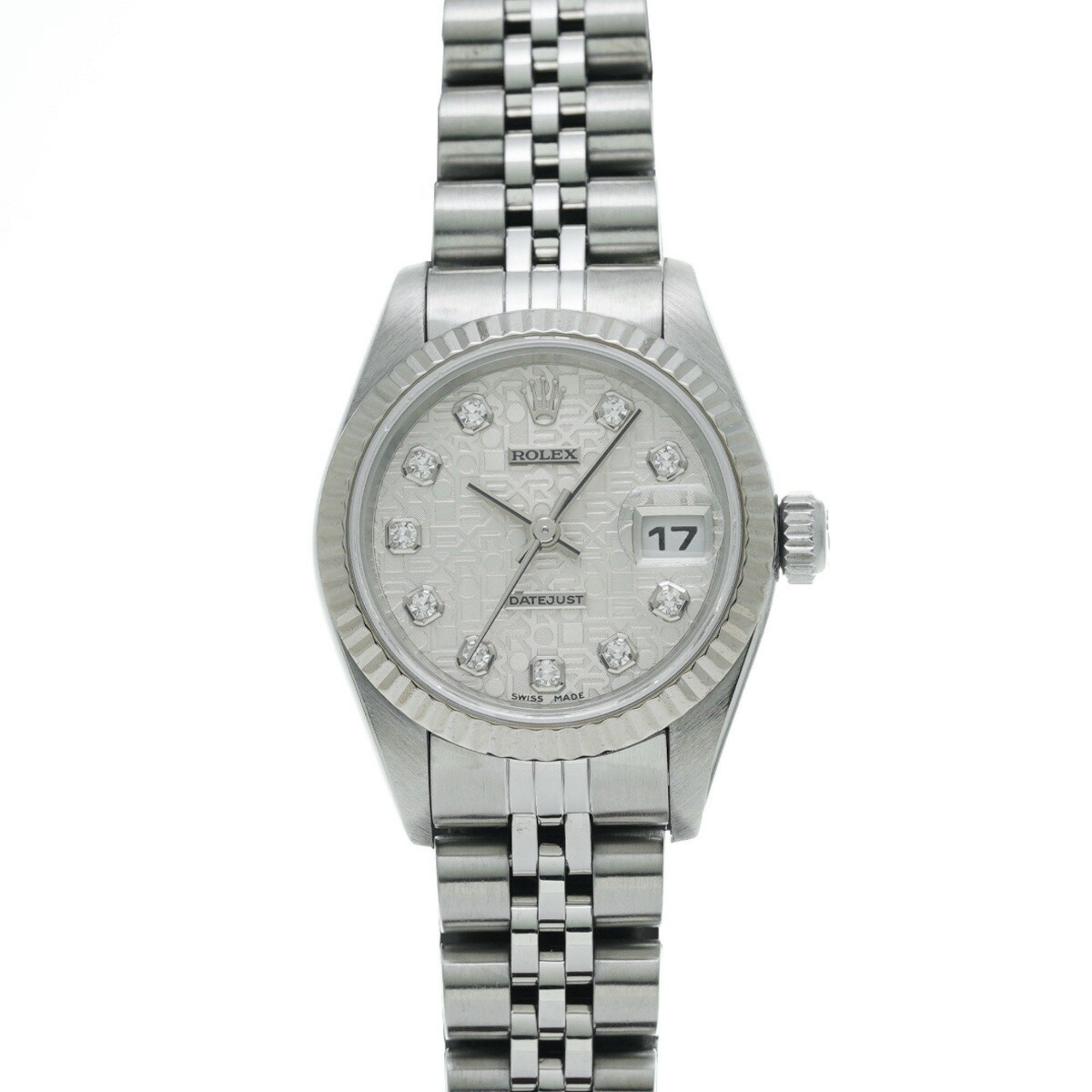 Rolex Datejust 10P Diamond 179174G Y Series (Manufactured Around 2002) Silver Computer/diamond Ladies Watch Automatic, Women's