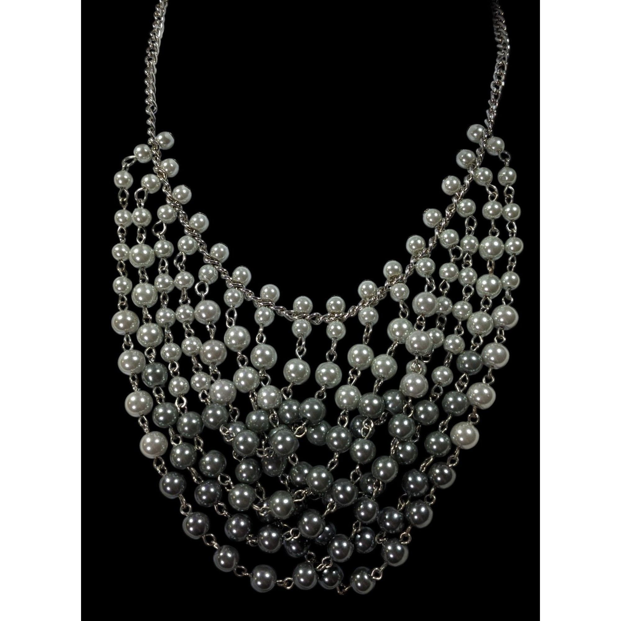 Other Elegant Glam Draped Dual Silver Tone Bib Necklace Size ONE SIZE - 2 Thumbnail