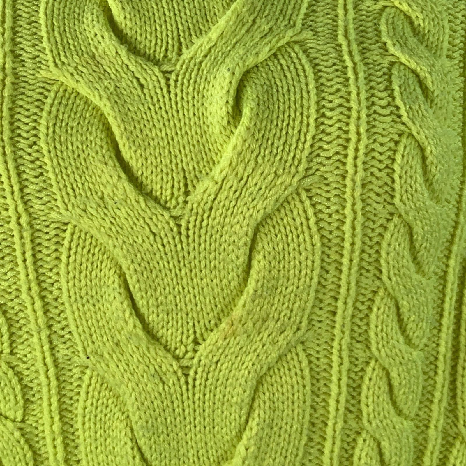 Alice + Olivia L Yellow Neon Wool Blend Cable Knit Turtleneck Sweater Size L / US 10 / IT 46 - 9 Thumbnail