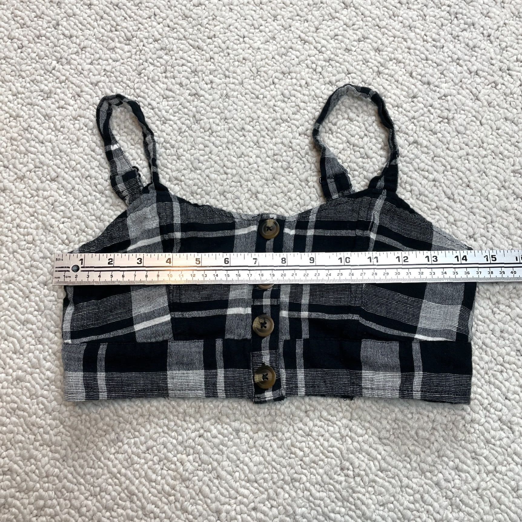 American Eagle Outfitters American Eagle Tank Womens S Multicolor Plaid Button Up Cotton Linen Cropped Cami Top Size S / US 4 / IT 40 - 3 Thumbnail