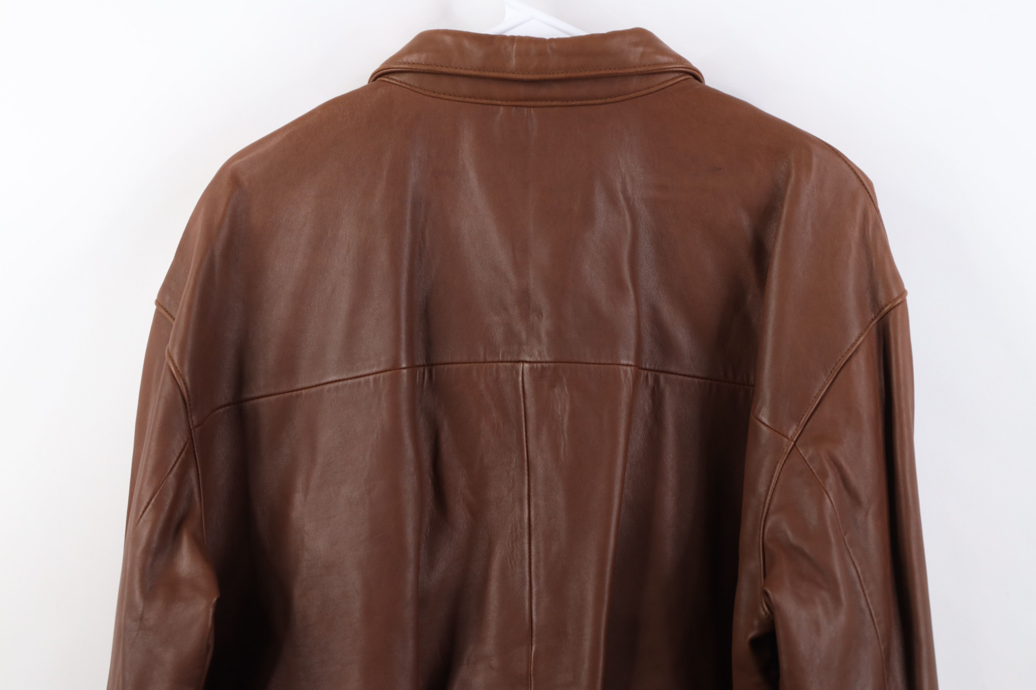 Vintage Vintage 90s Y2K Streetwear Leather Cafe Bomber Jacket Brown Size US M / EU 48-50 / 2 - 15 Thumbnail