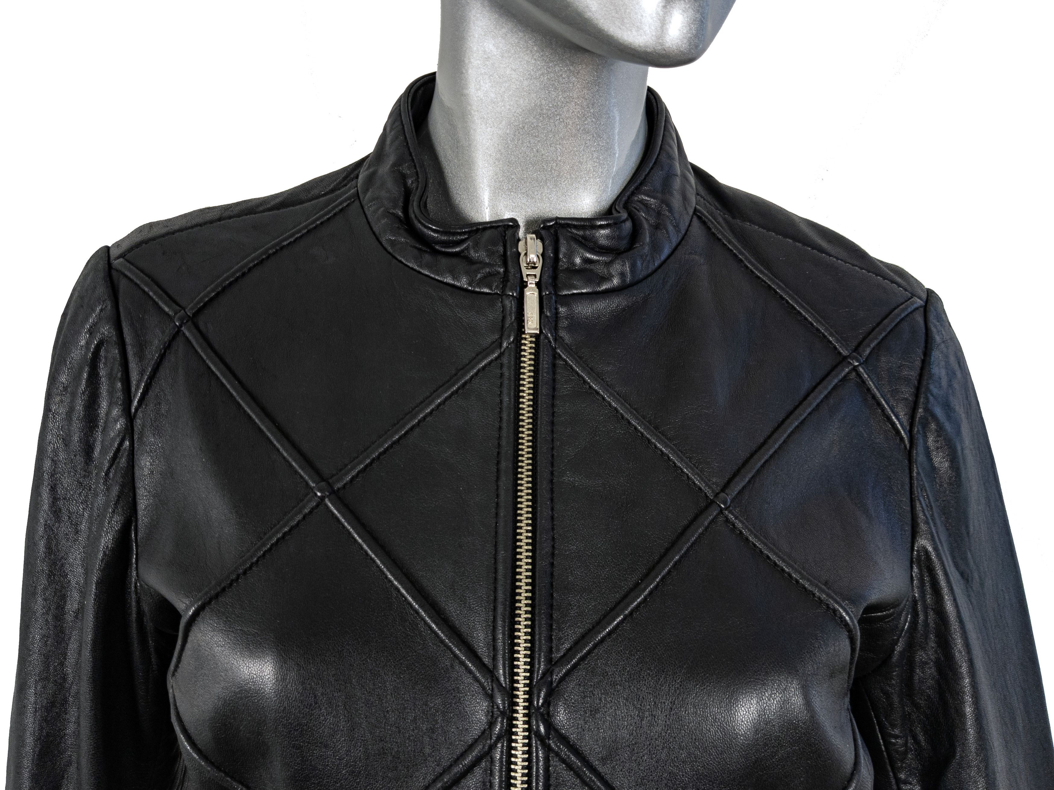 Mossimo Y2K Mossimo black women's leather jacket burgundy lining Size S / US 4 / IT 40 - 12 Thumbnail
