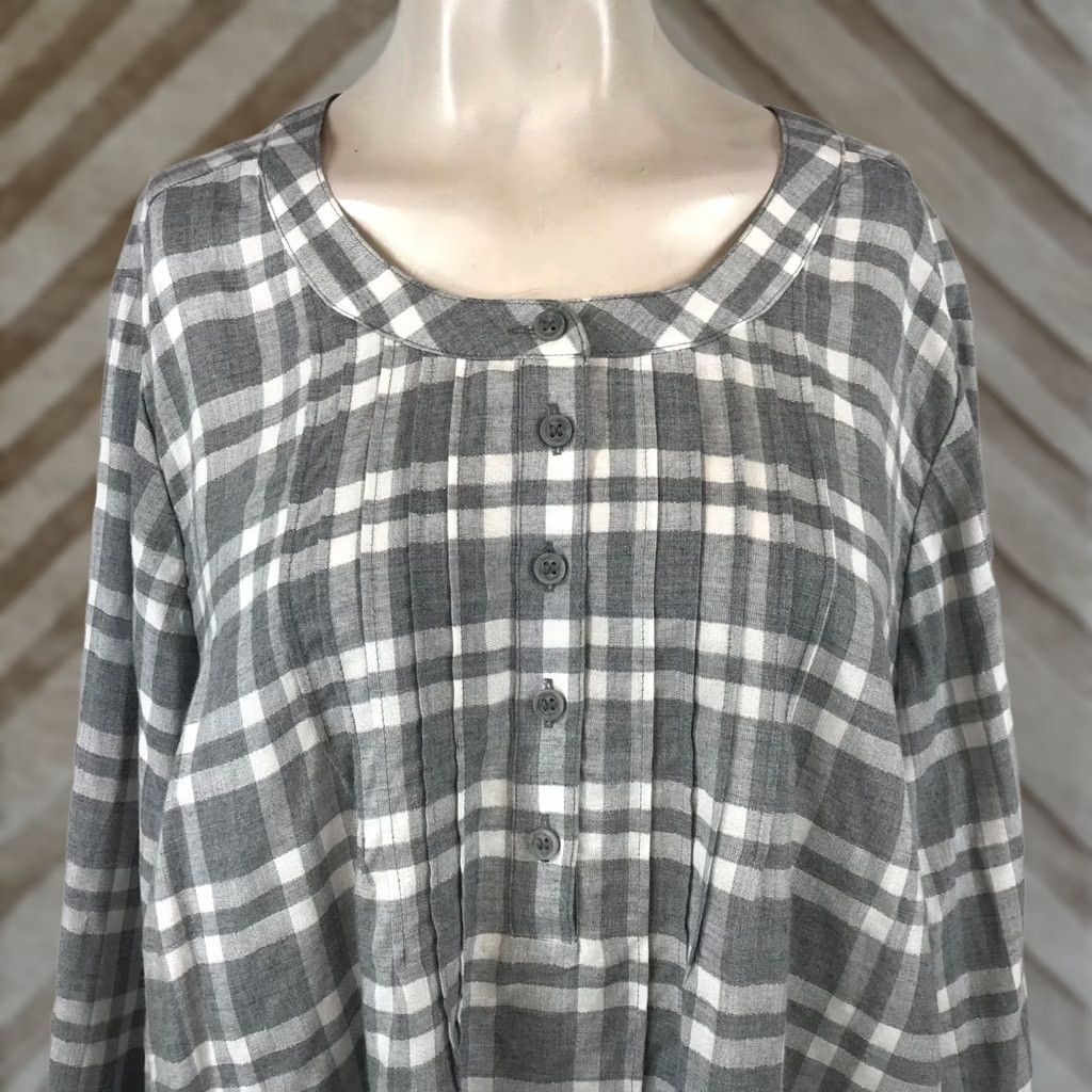 Vintage LANE BRYANT Tunic Top Womens 22/24 Gray Long Sleeve Button Round Neck Size 3XL / US 20-22 - 1 Thumbnail