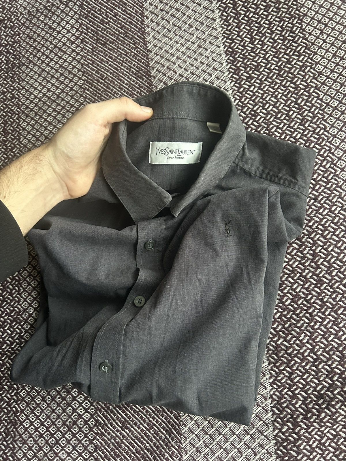Yves Saint Laurent Vintage Yves Saint Laurent Luxury Mens Shirt Solid Style L Size US L / EU 52-54 / 3 - 10 Thumbnail