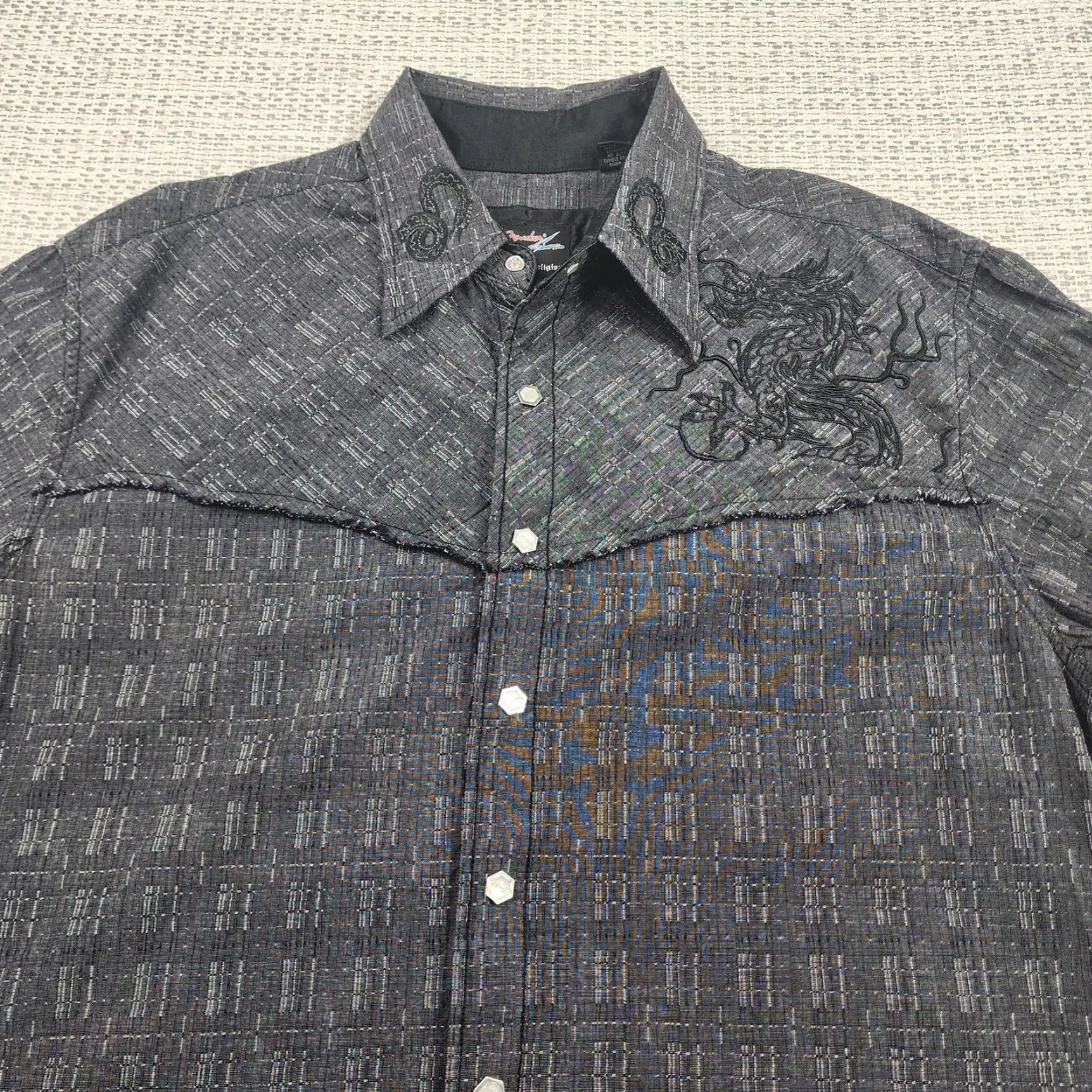 Fender Fender Custom Shop Shirt Mens XL Gray Western Snap Dragon Embroidered Shirt Size US XL / EU 56 / 4 - 6 Thumbnail