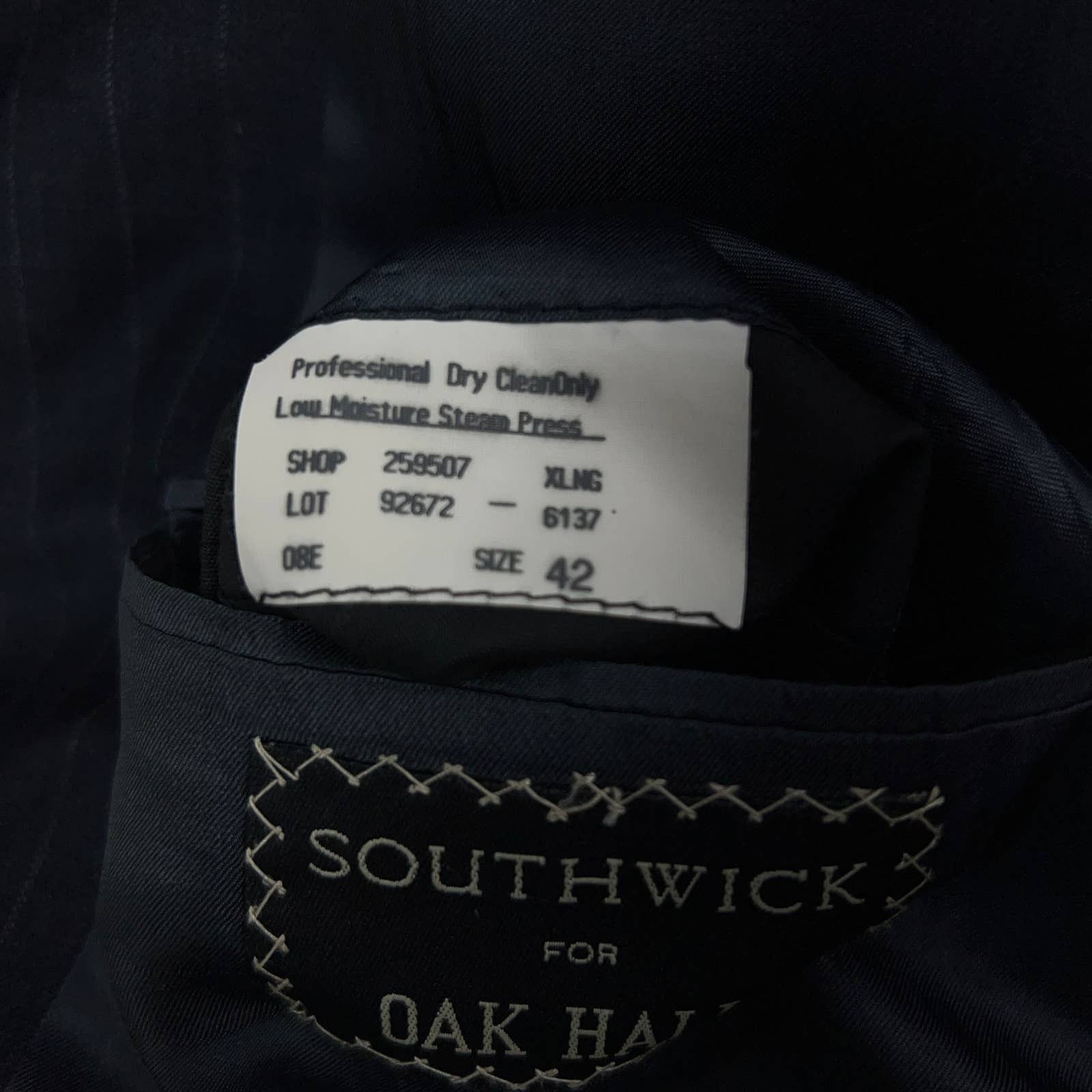 Southwick Southwick Mens Size 44XL Extra Long Suit 2 Piece Pinstripe Size 44L - 22 Thumbnail