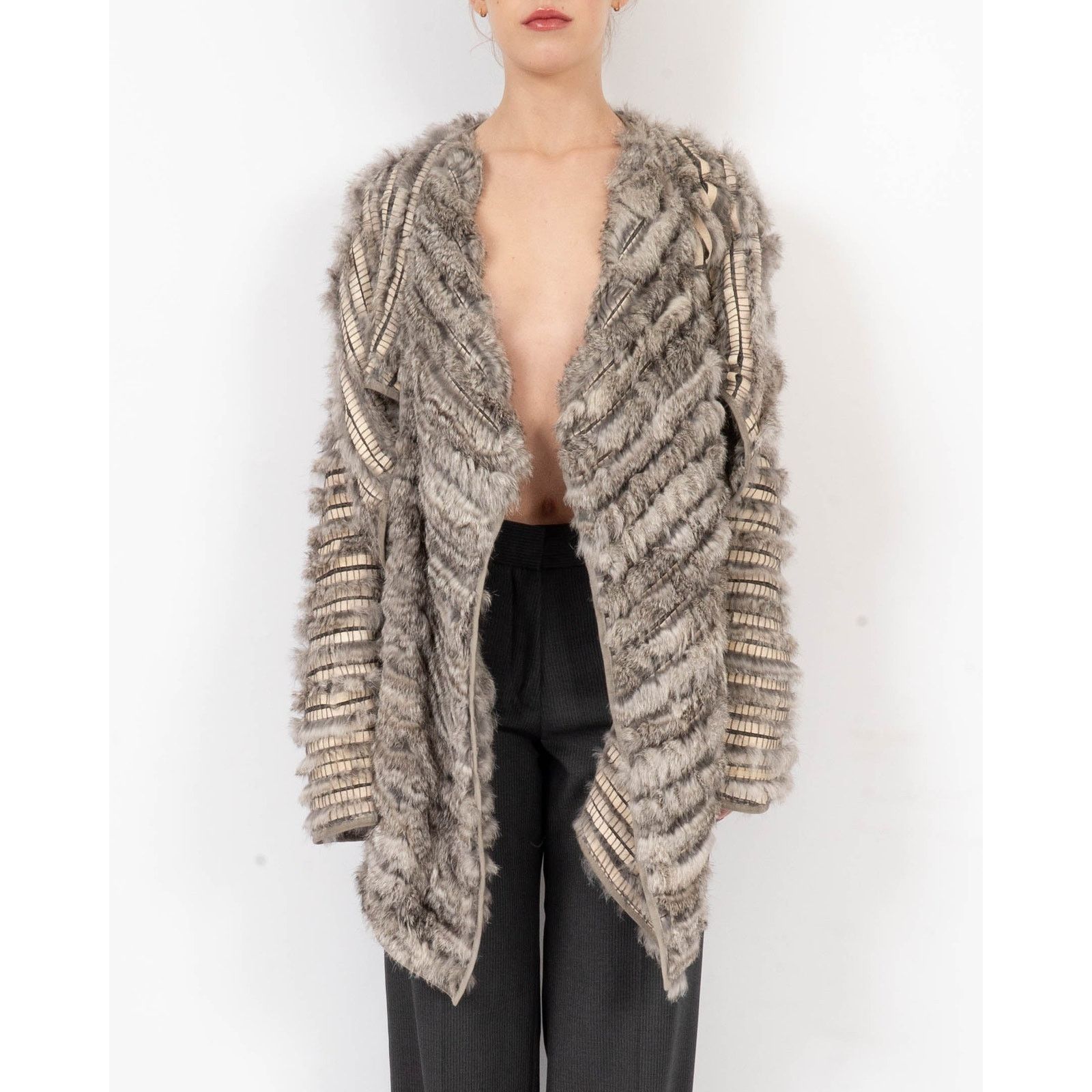 Haider Ackermann FW06 Scarf Collar Fur Jacket in Grey Mink Size S / US 4 / IT 40 - 7 Thumbnail